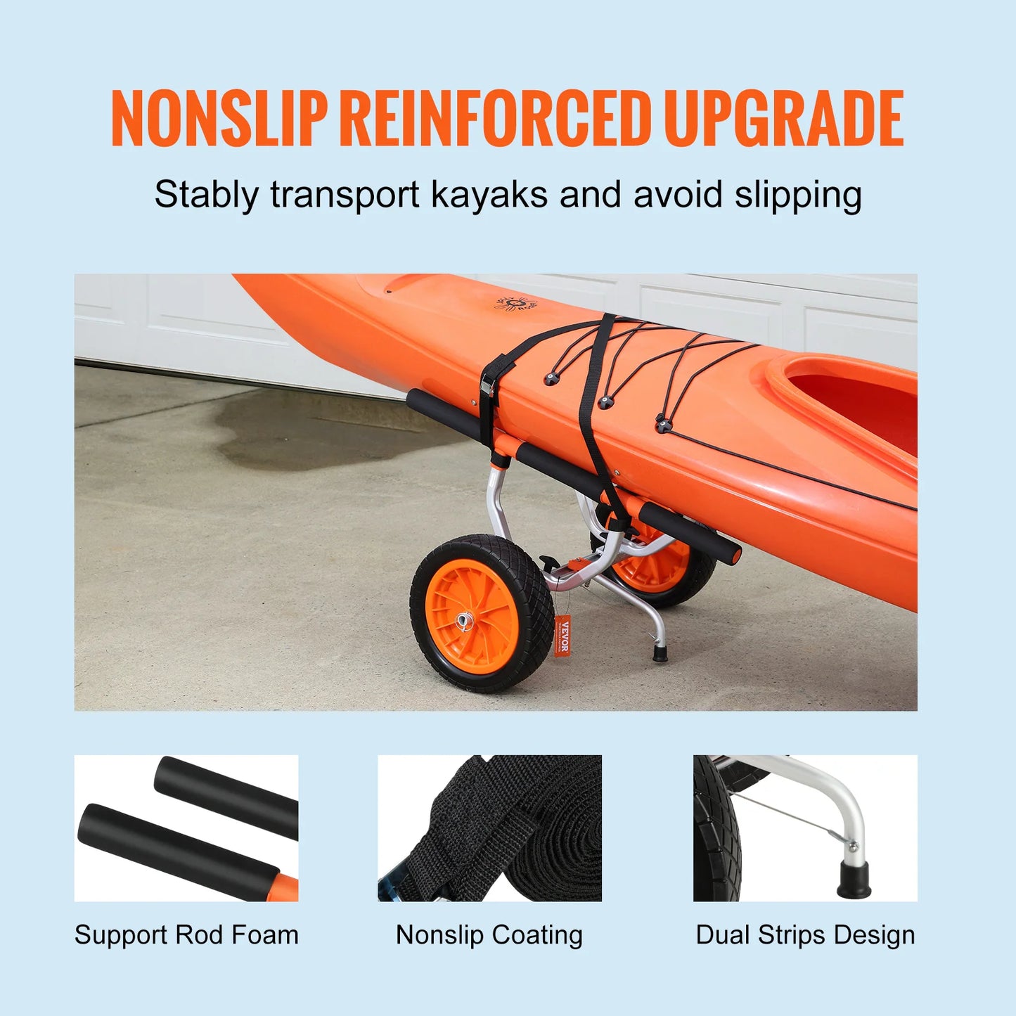 Move your water gear with confidence using the SucceBuy Kayak Cart, engineered to carry heavy loads and adapt to multiple craft.