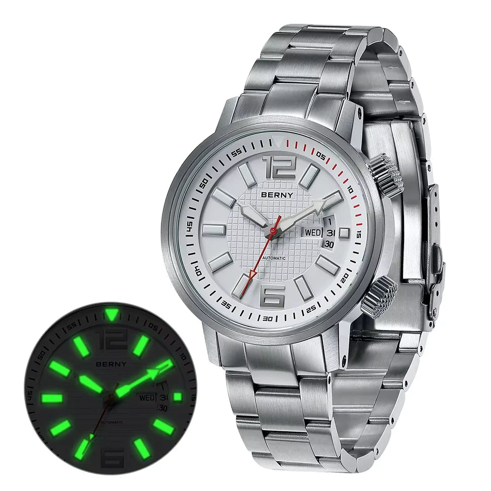 BERNY 20ATM Diver Mechanical Watch For Men Super Luminous Sapphire Automatic