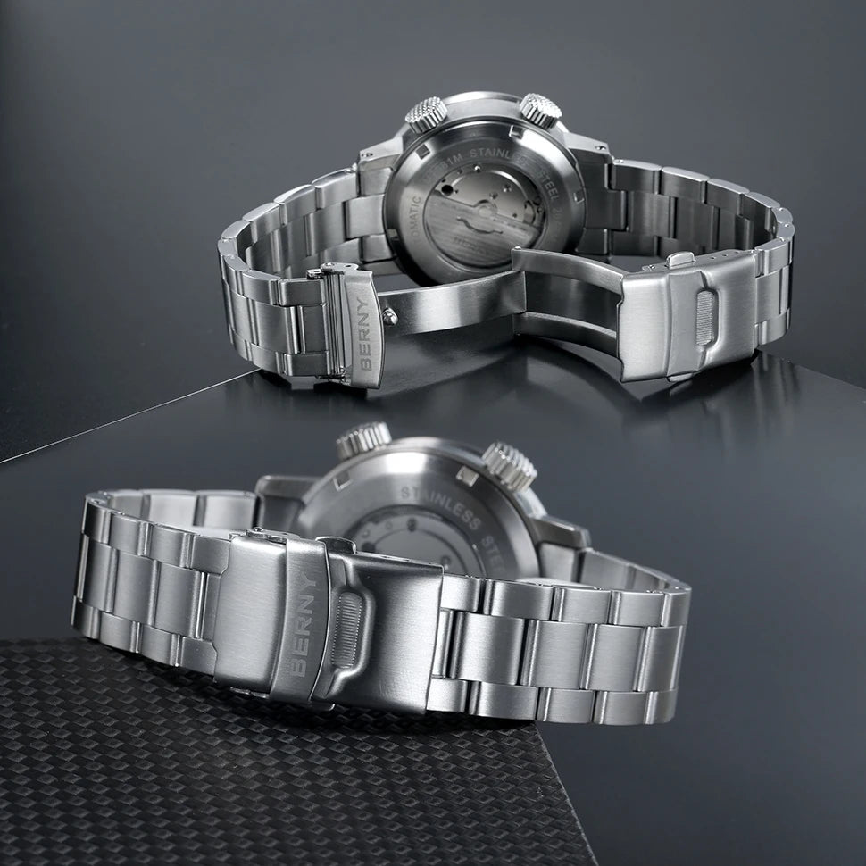 BERNY 20ATM Diver Mechanical Watch For Men Super Luminous Sapphire Automatic