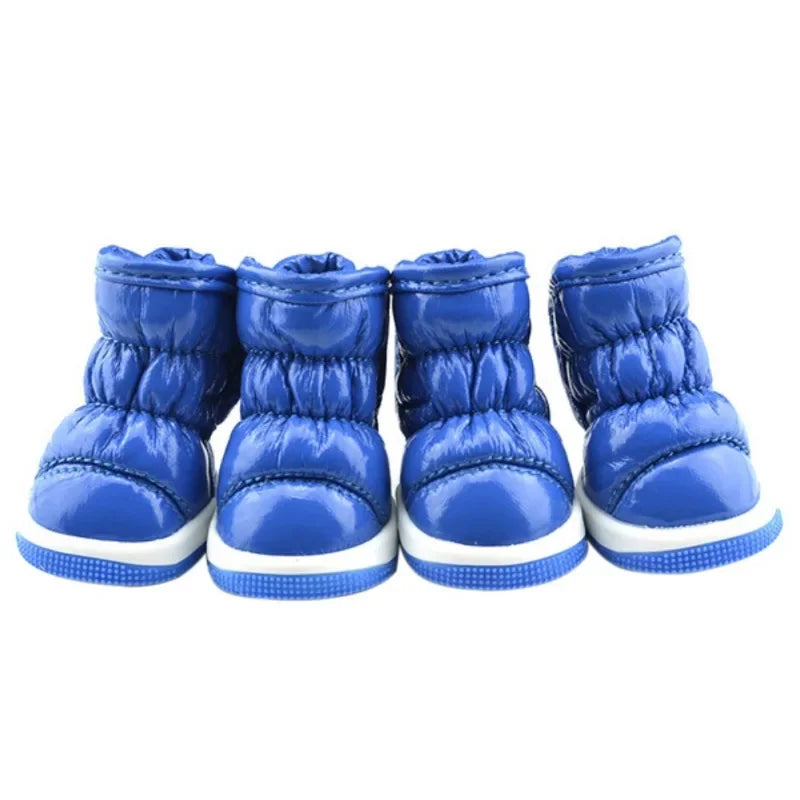 4Pcs Set Winter Dog Shoes Waterproof Non Slip Warm Boots For Small Dogs