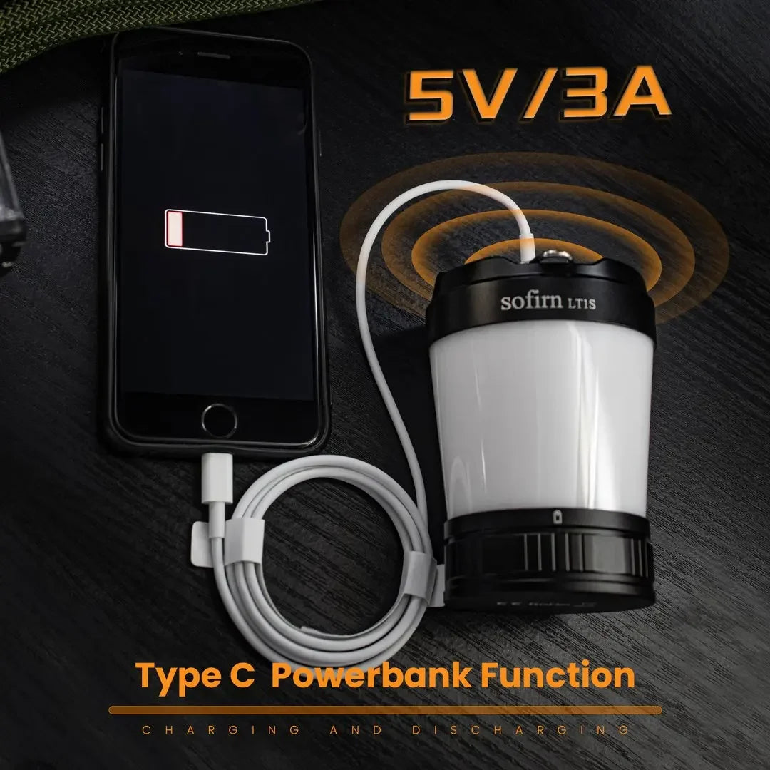 Sofirn LT1S Camping Light USB C 21700 Rechargeable Torch With Reverse Charging