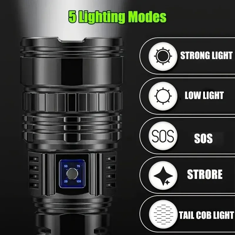 Shine brighter and farther with KEWEN's Super Bright LED Handheld Flashlight for your outdoor adventures.