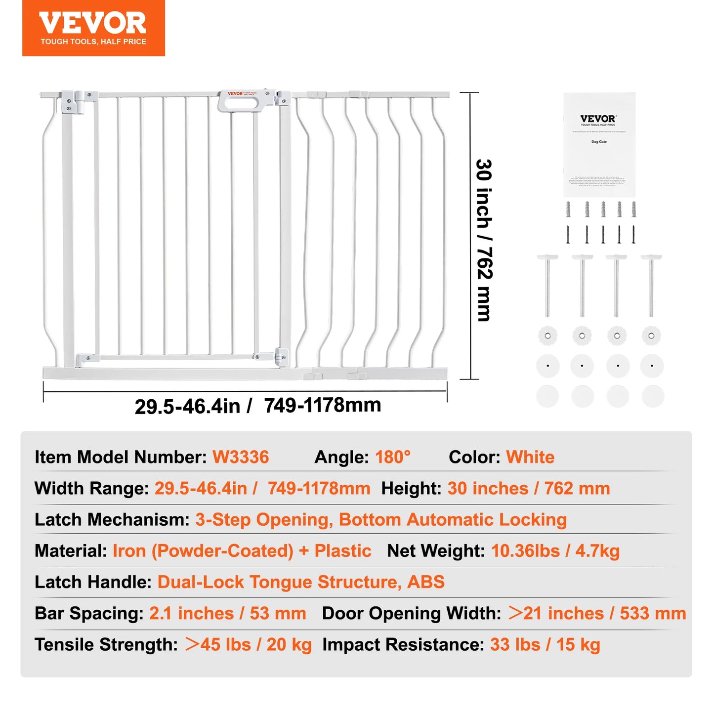 SucceBuy Baby Gate 28 30 36 Inches High Walk Through Pressure Mount