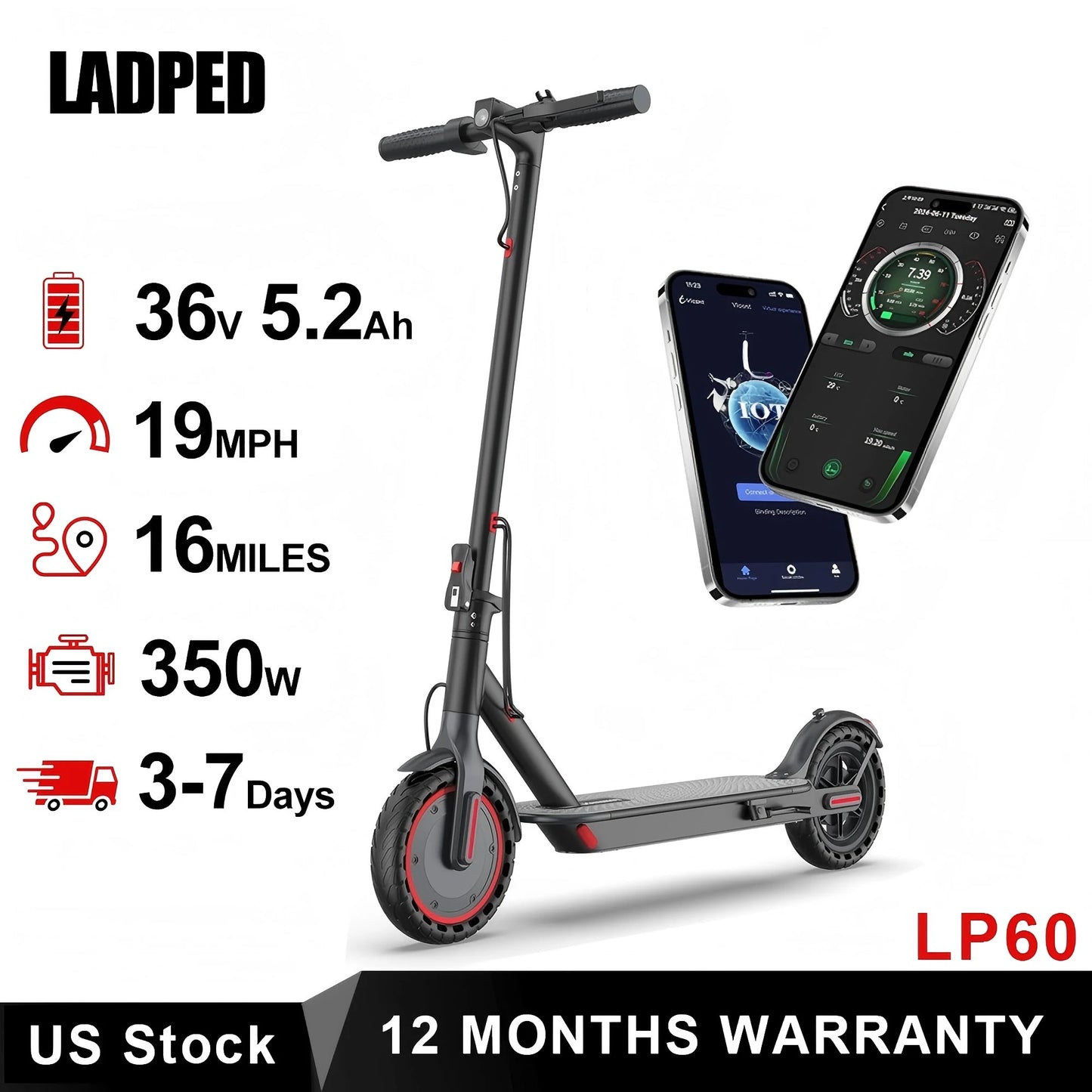 Experience agile city cruising with the Ladped LP60 electric scooter, delivering punchy acceleration, solid range, and your effortless portability for everyday adventures.