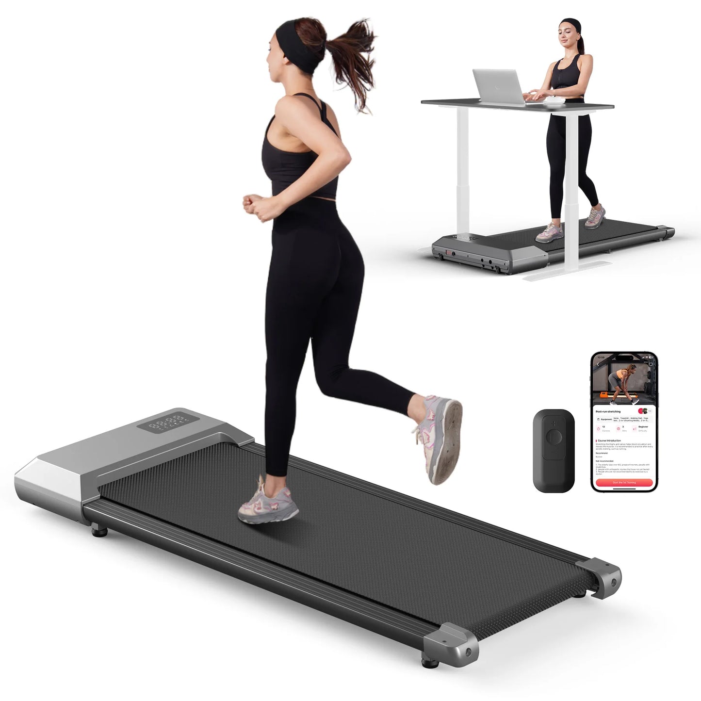 Meet None, your compact home treadmill with a 2.5 HP motor, sturdy 300 lb capacity, and a streamlined console, engineered to power your smooth walking and running workouts while fitting neatly into small spaces, whether you are just starting out or
