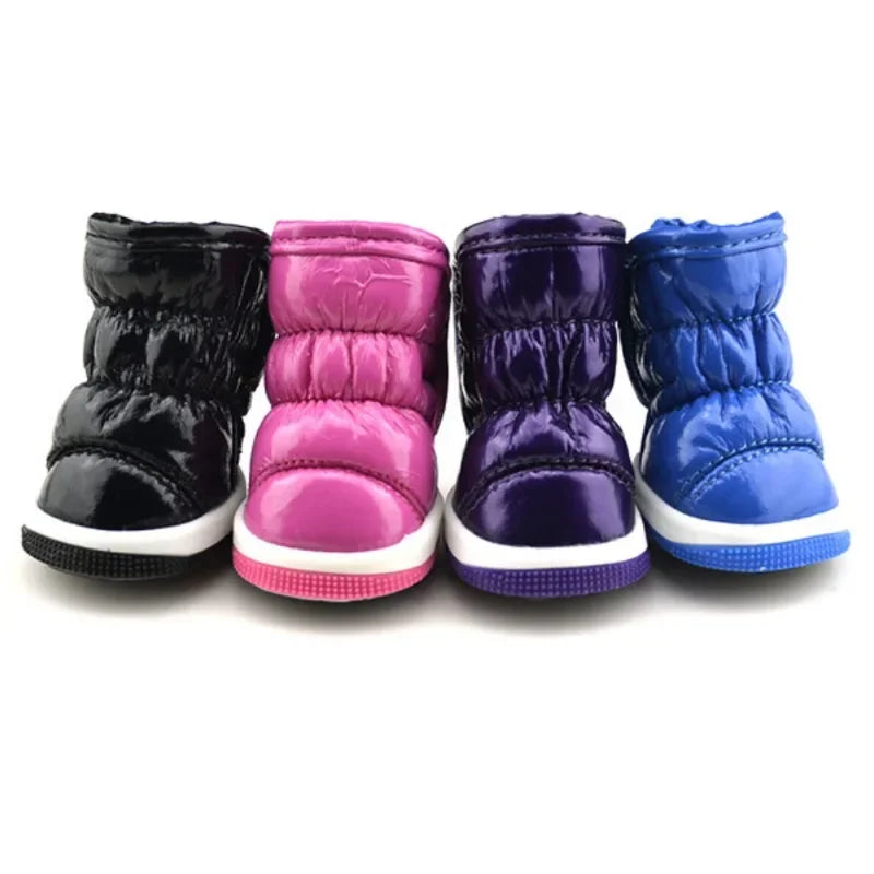4Pcs Set Winter Dog Shoes Waterproof Non Slip Warm Boots For Small Dogs