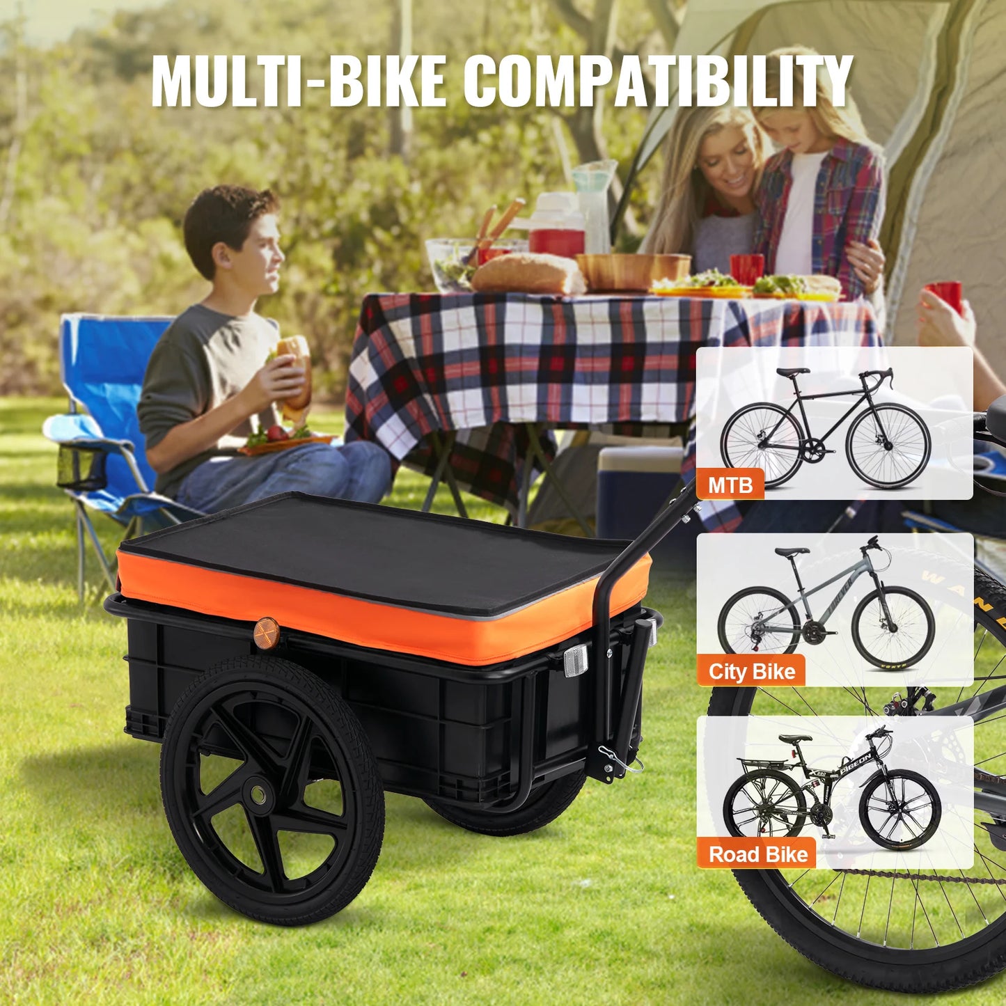 With SucceBuy, you transform your bike into a capable cargo hauler with this 88Lbs trailer.