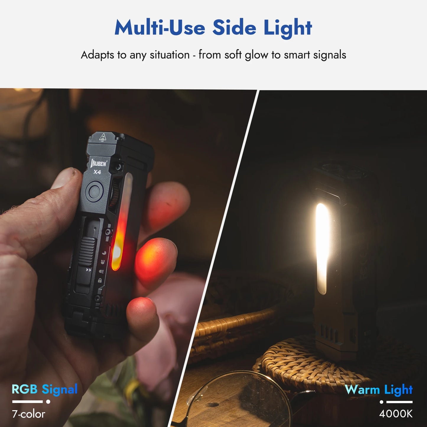 Meet the WUBEN X4 EDC flashlight with vibrant RGB light, engineered for everyday carry, rugged durability, and reliable performance in any weather or scenario.