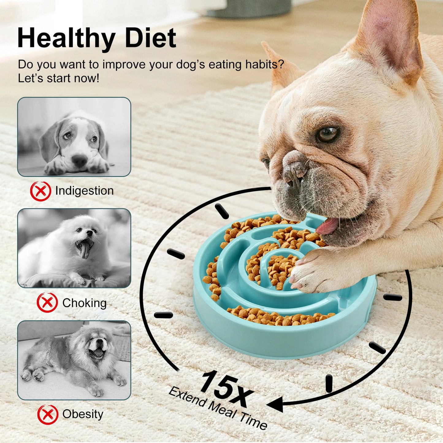 Turn every meal into a calmer, healthier routine with this Pet Dog Slow Feeder Bowl that makes dining a mindful challenge.