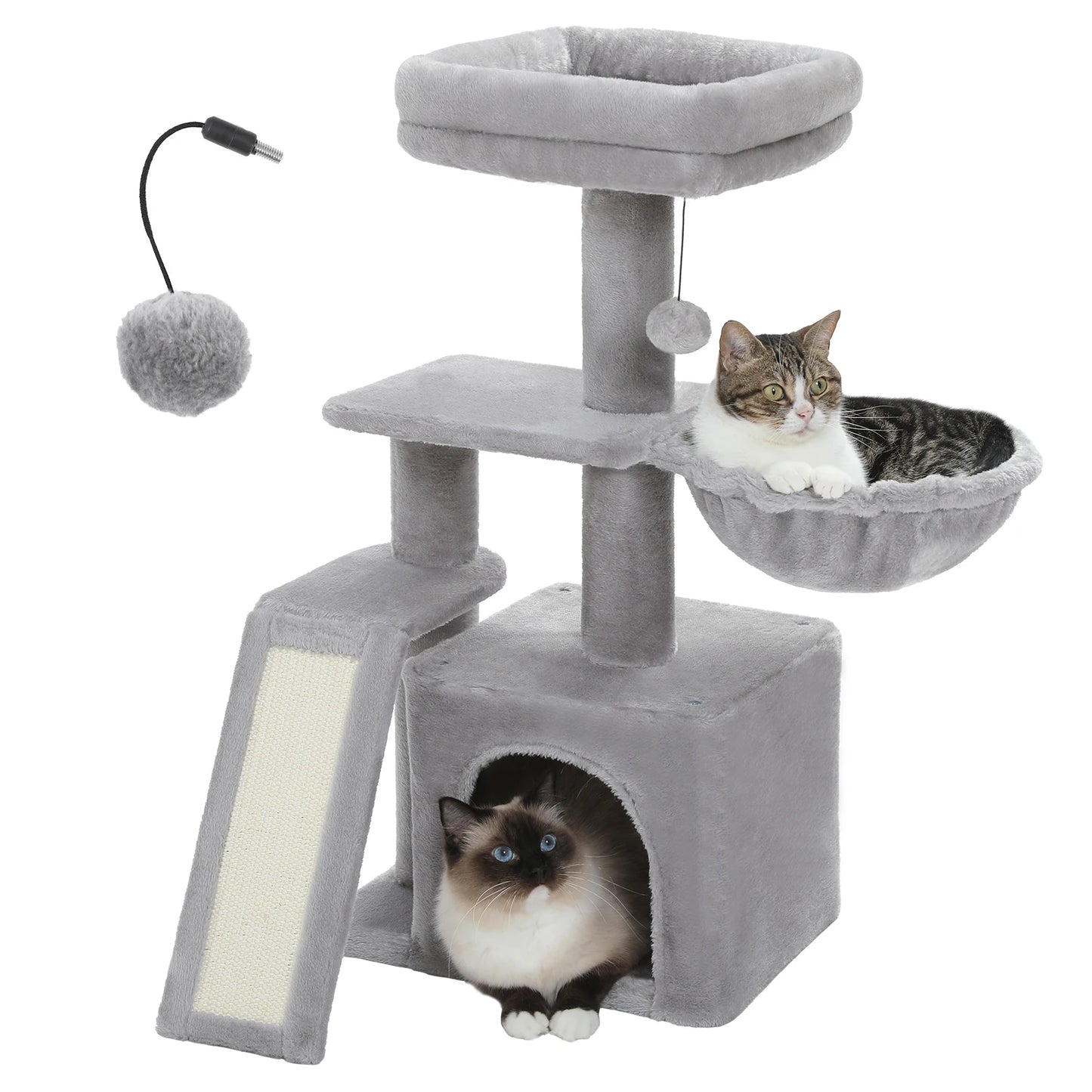 PEQULTICN Small Cat Tree With Three Levels Sisal Scratching Post