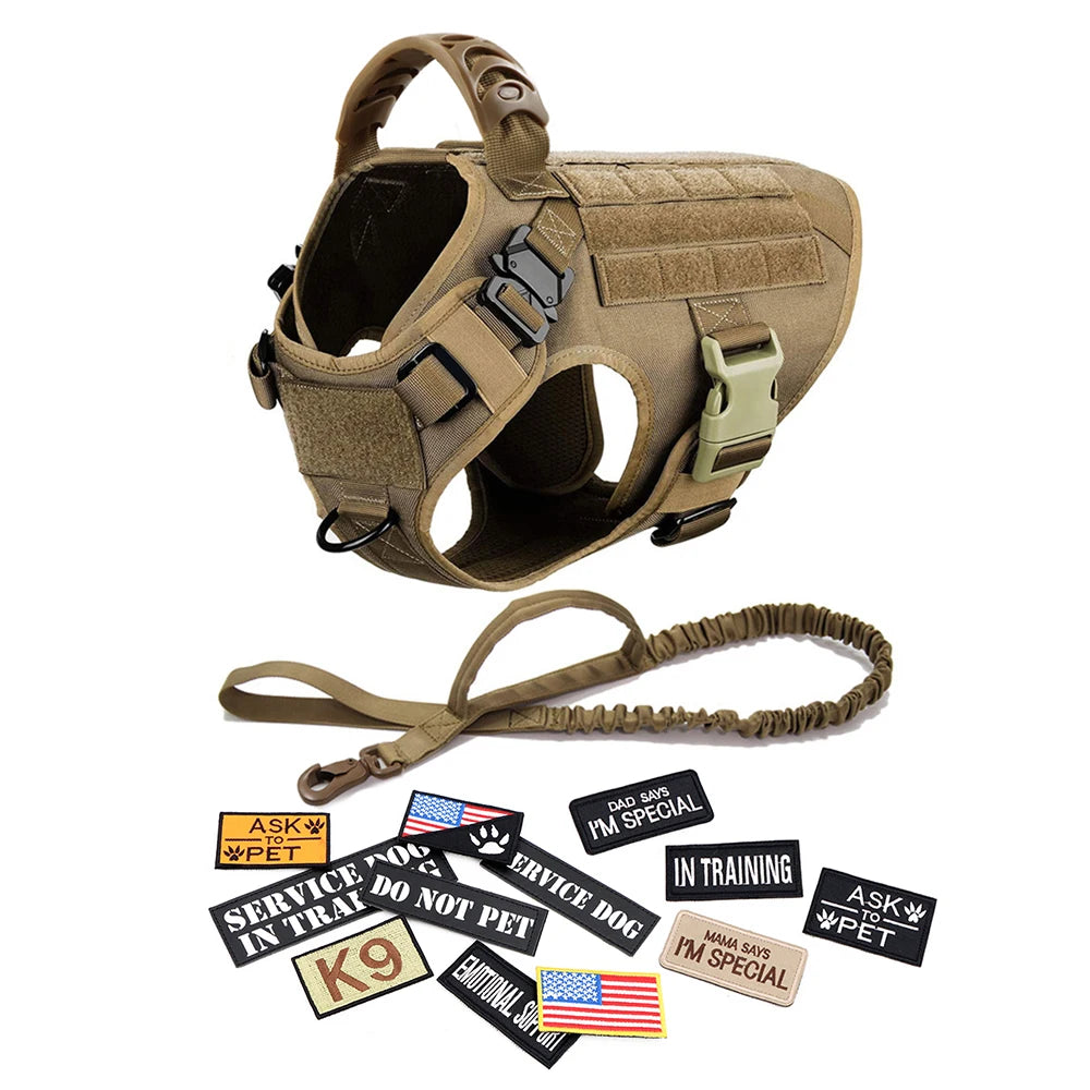 Equip your canine for focused training with the PETRAVELCN Military Large Dog Harness Vest Set.