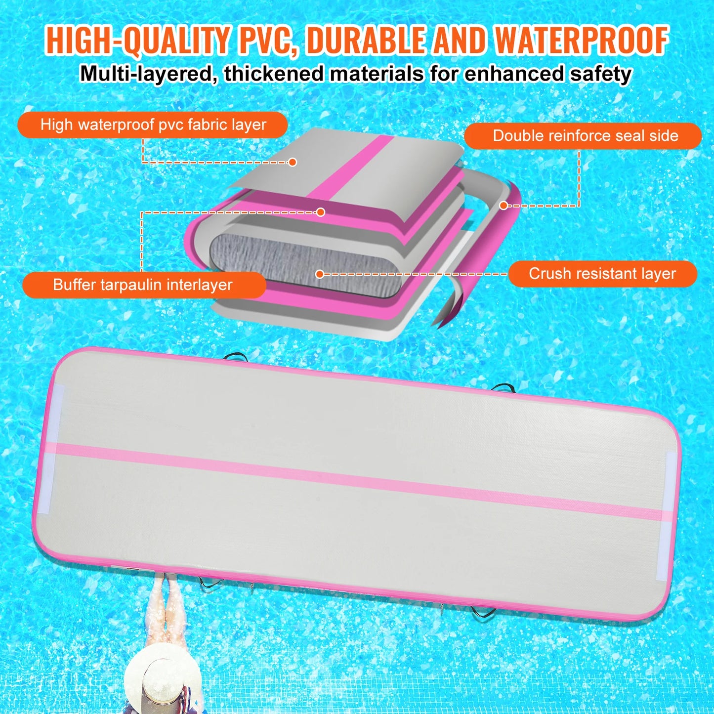 SucceBuy 10/13/16ft Gymnastics Air Mat 4inch Thickness Tumbling Mat Inflatable Gymnastics Training Mats for Home/Gym/Training