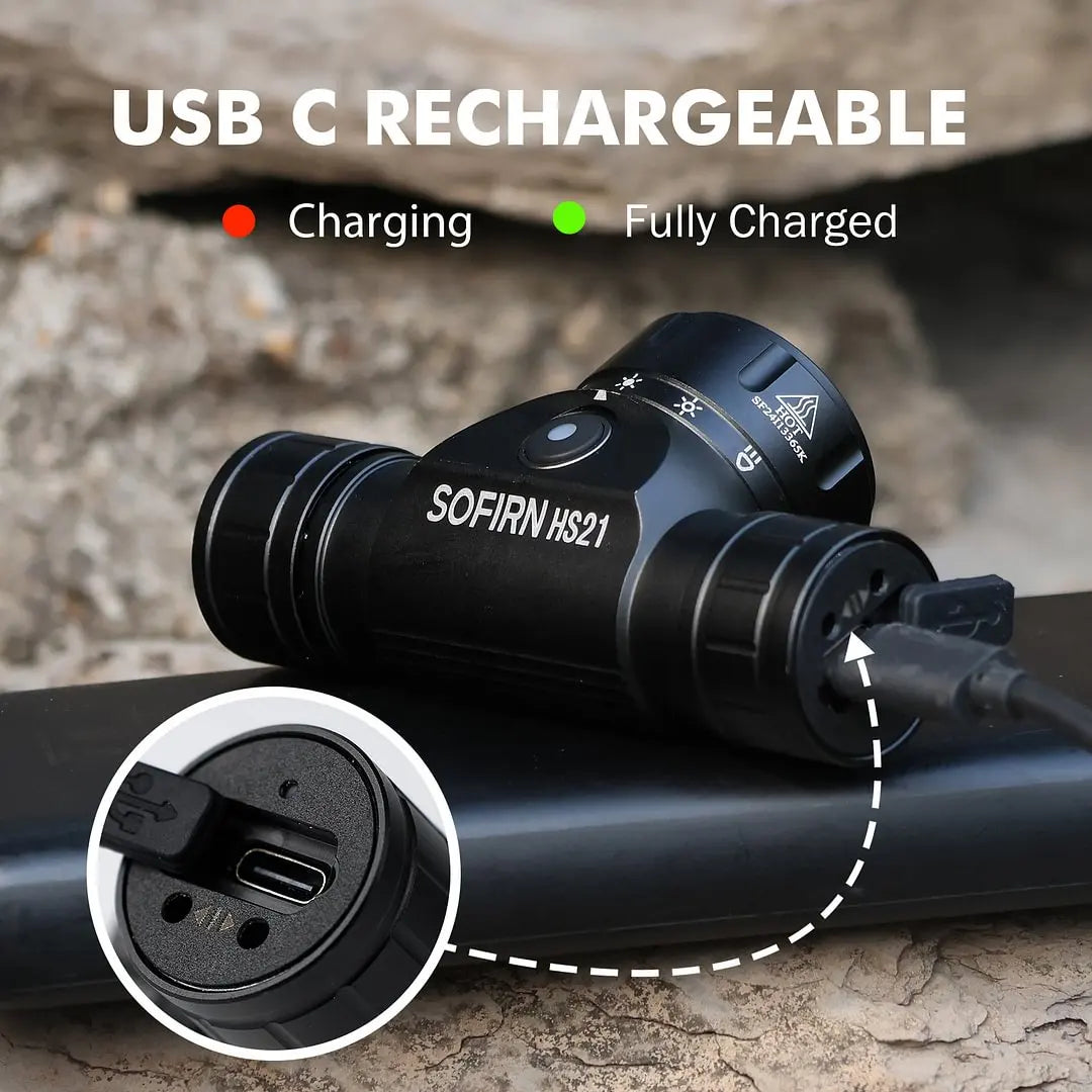 Sofirn HS21 SFT40 2000 Lumen EDC Headlamp USB C Flashlight Red