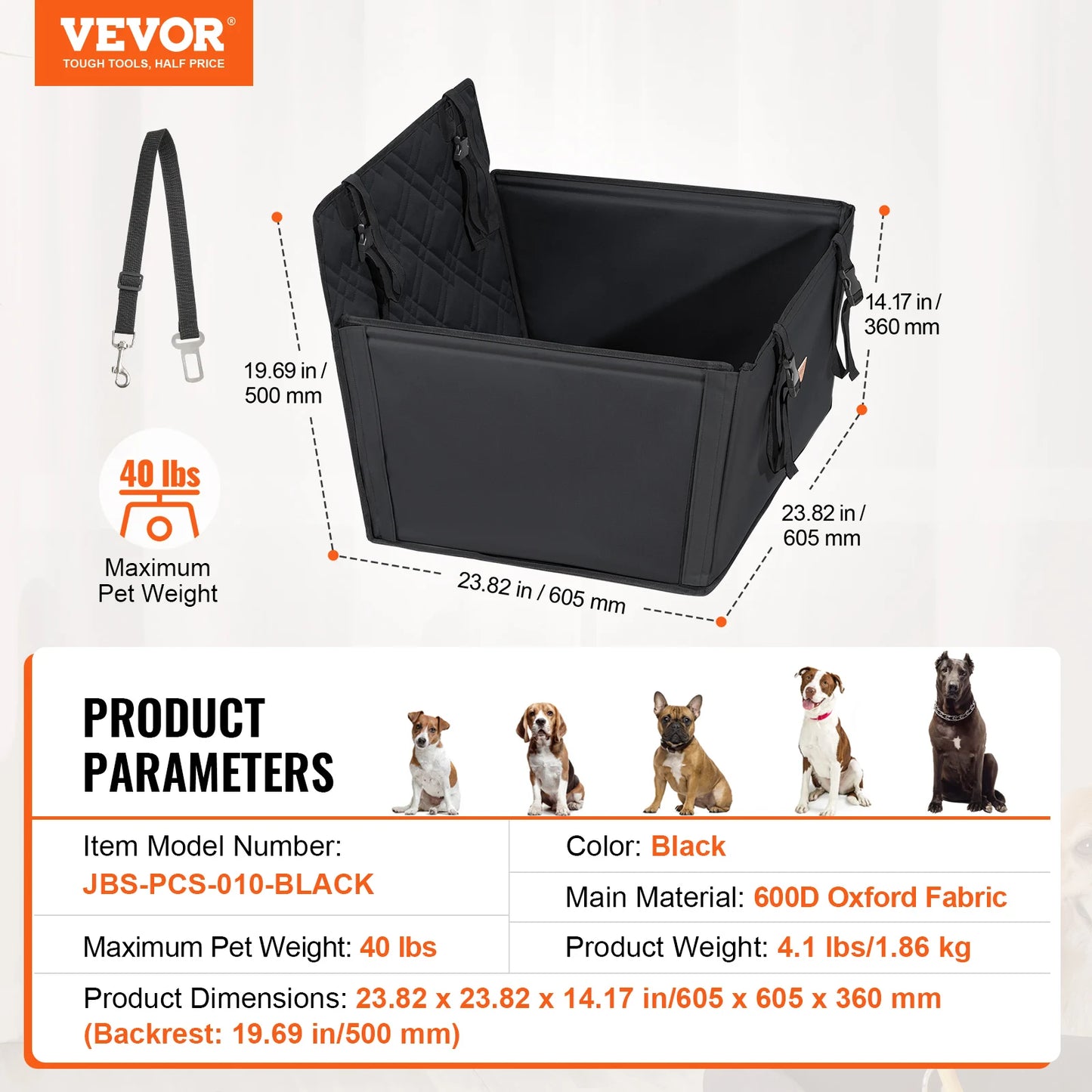 SucceBuy Waterproof Dog Car Seat Booster For Medium To Large Dogs
