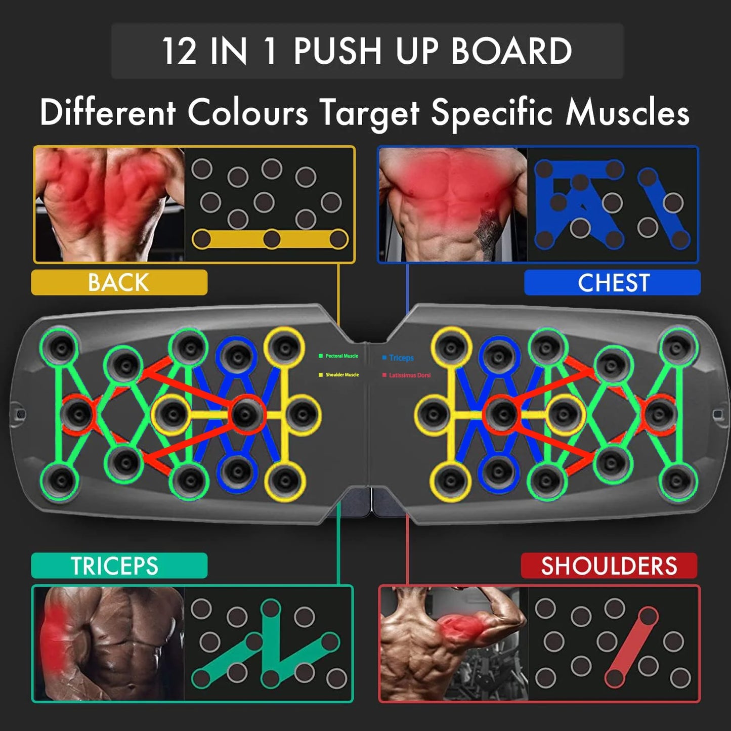 Unlock a versatile push-up board that makes every rep count, empowering your chest, core, and arm workouts whether you train at home, in the gym, or on the go.