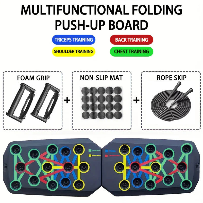 Unlock a versatile push-up board that makes every rep count, empowering your chest, core, and arm workouts whether you train at home, in the gym, or on the go.