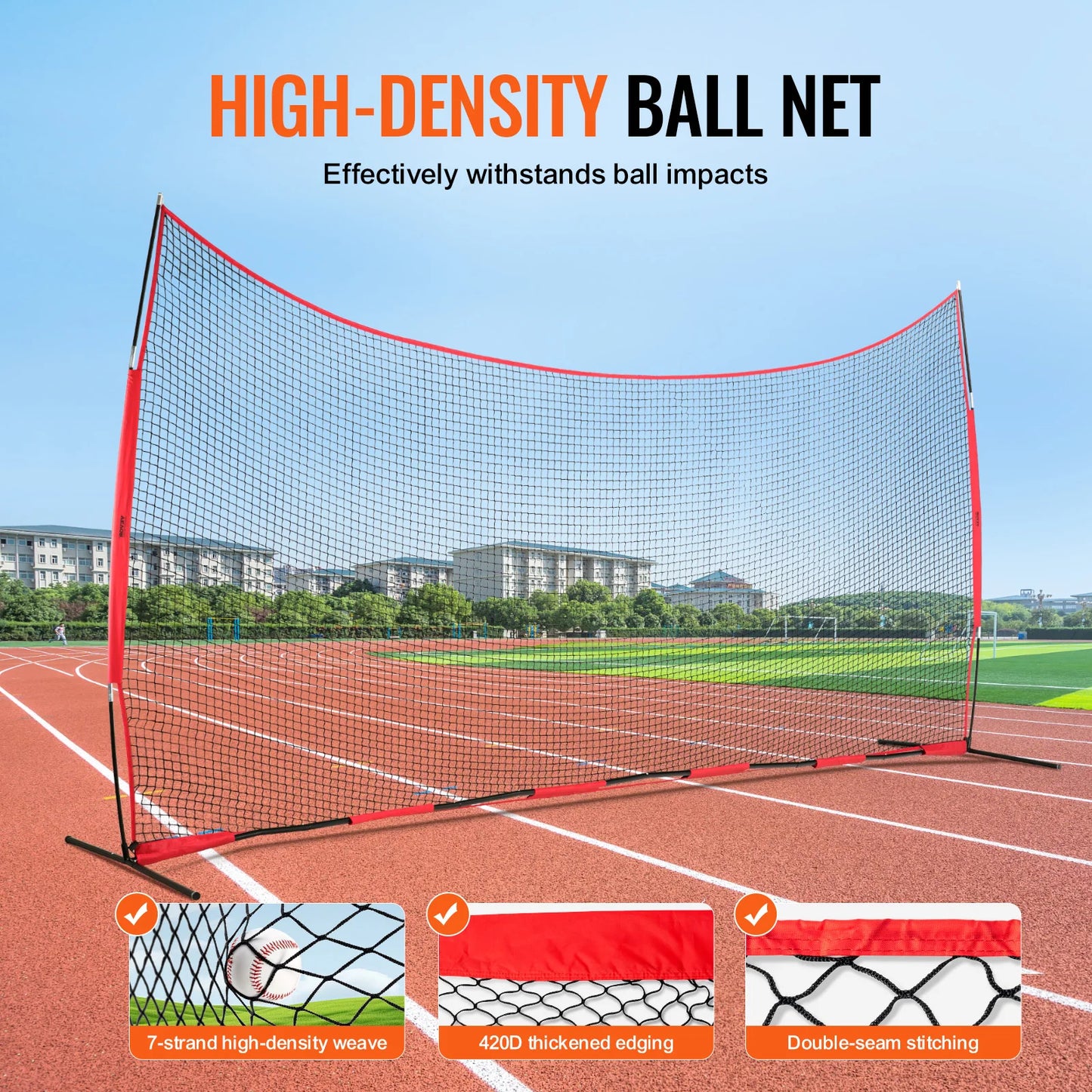 SucceBuy Barricade Backstop Net For Ball Sports Practice Netting With Carry Bag