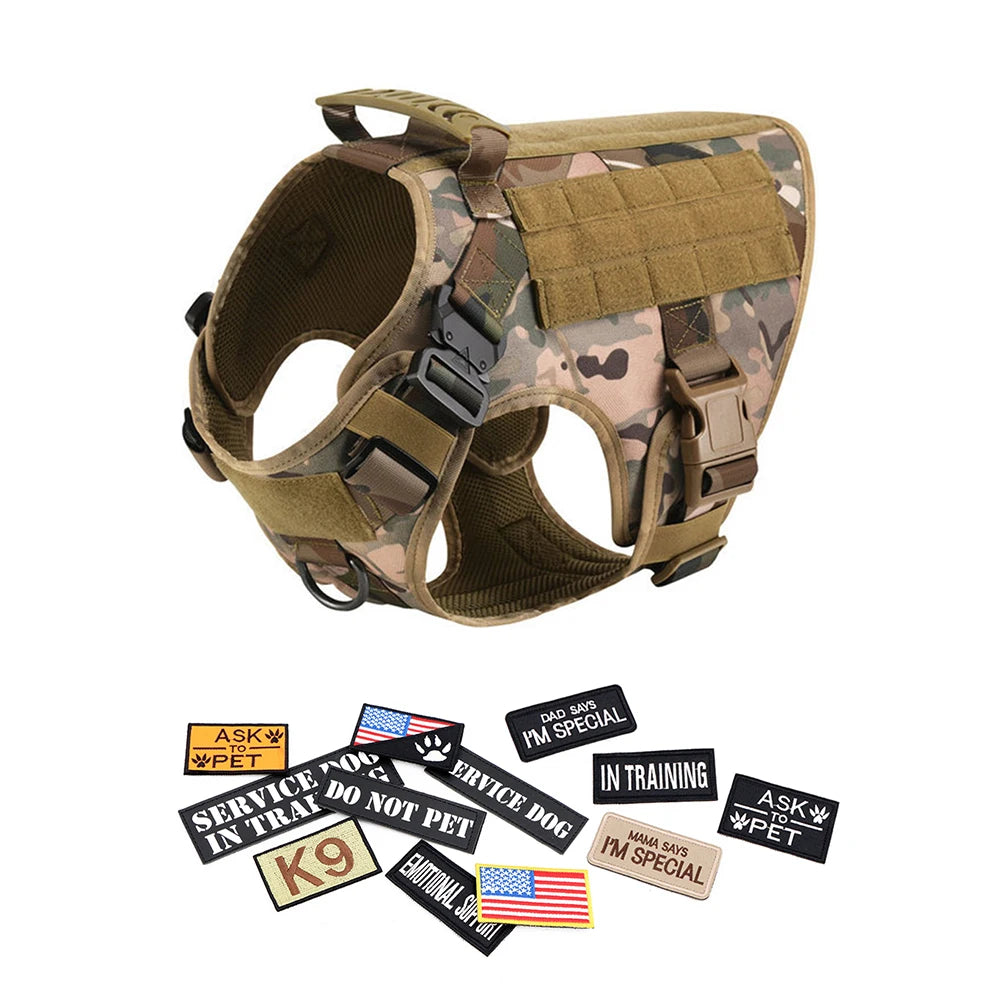 Equip your canine for focused training with the PETRAVELCN Military Large Dog Harness Vest Set.
