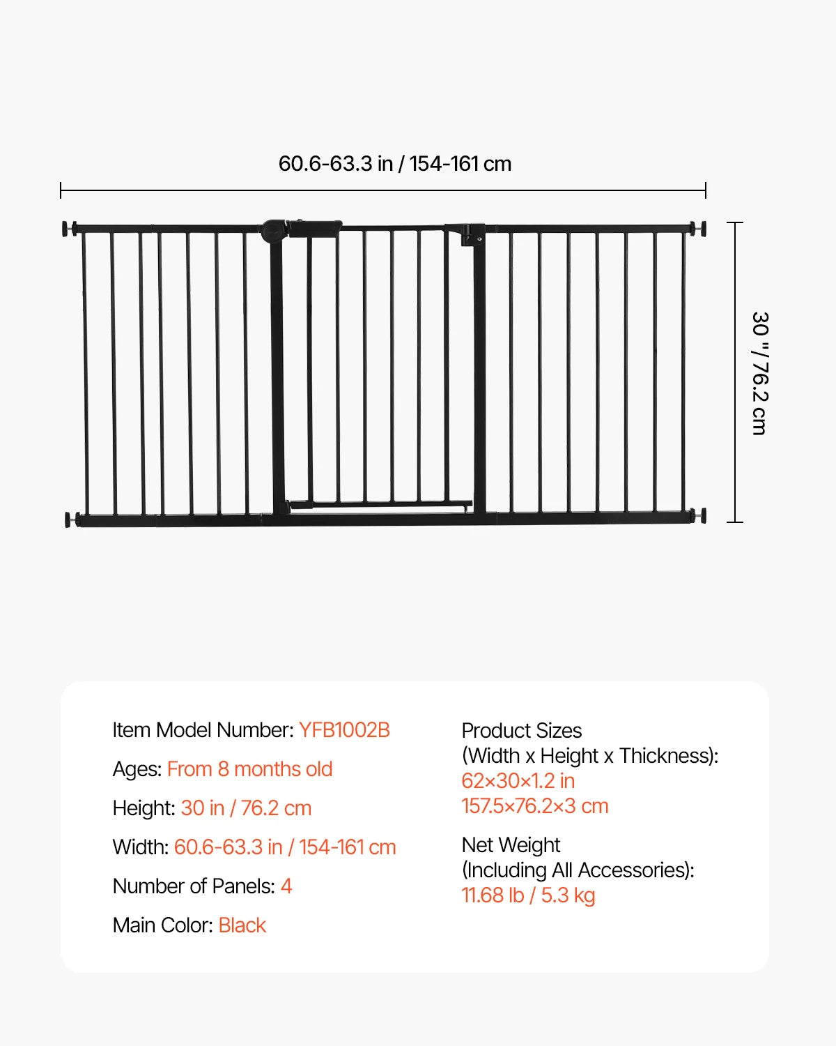 SucceBuy Baby Gate 28 30 36 Inches High Walk Through Pressure Mount