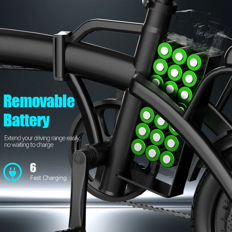 500W Electric Bicycles Ebike E-Bike For Adults, 3-Riding Modes, 14' Foldable Ebike, With Charger And Battery, MAX Speed 19.9 MPH, Rear Disc Brakes, With A Basket And Lock, Durable And Lightweight Frame, All-Terrain Foldable E