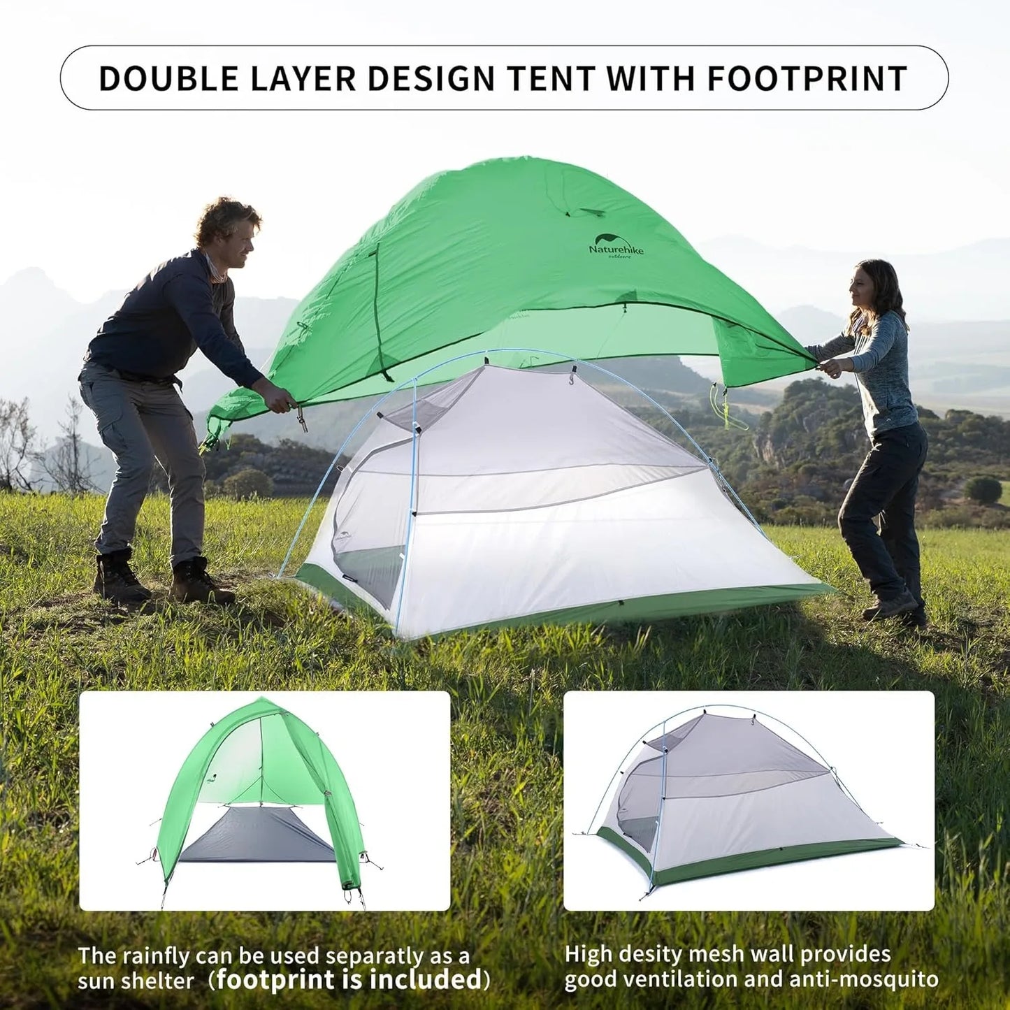 Naturehike Cloud Up 2 Person Camping Tent Ultralight Three To Four Season