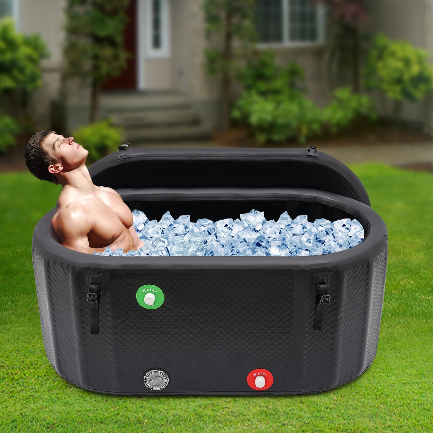 Inflatable Ice Bath Tub 150x80cm Portable Recovery Cold Plunge 370L with Pump