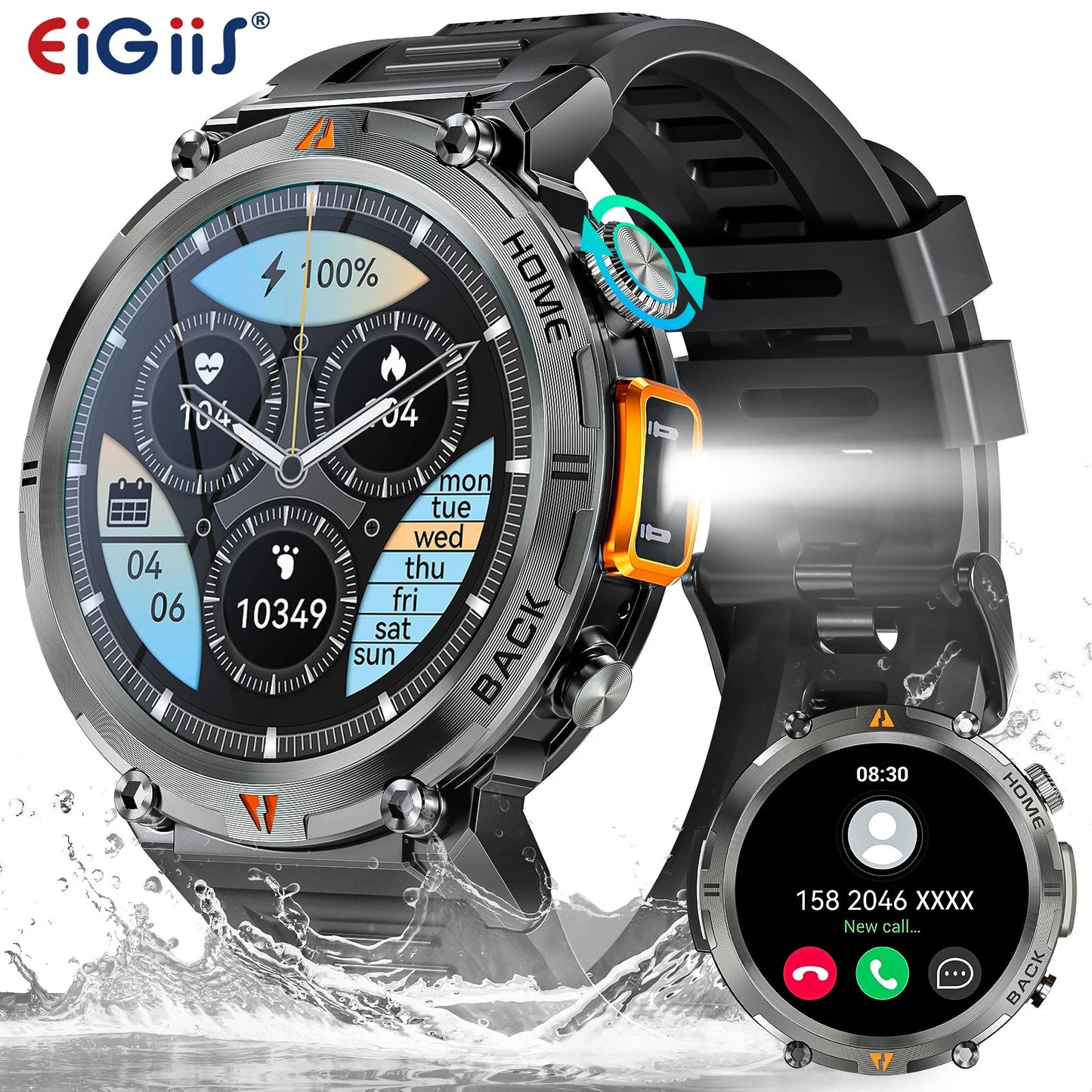 EIGIIS KE3 2025 Bluetooth Call Smartwatch For Men Touch Screen Health Monitor