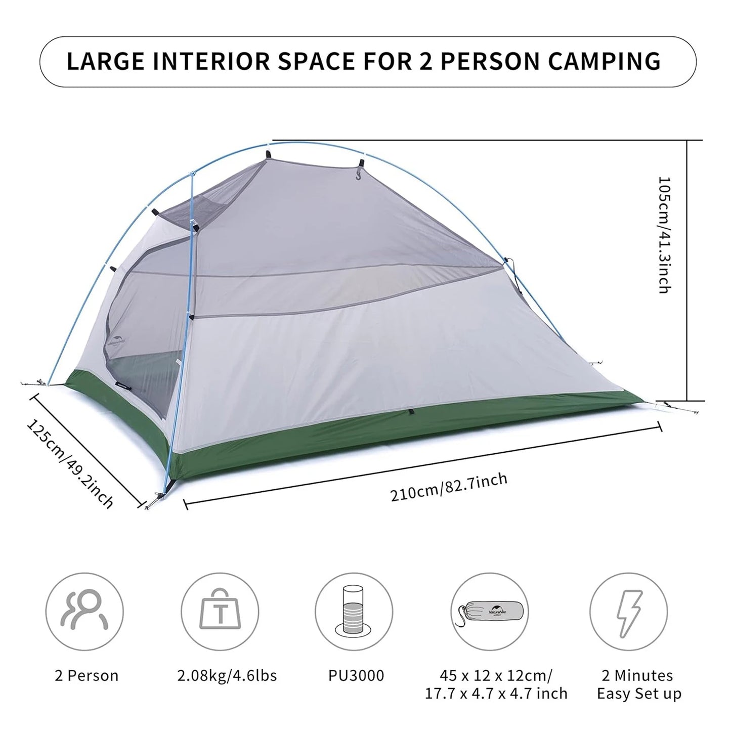 Naturehike Cloud Up 2 Person Camping Tent Ultralight Three To Four Season