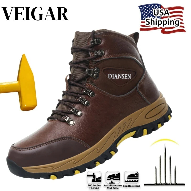 Conquer tough jobs with confidence in VEIGAR waterproof leather work boots built for rugged outdoor and industrial use, delivering reliable protection from weather, spills, and heavy demands.
