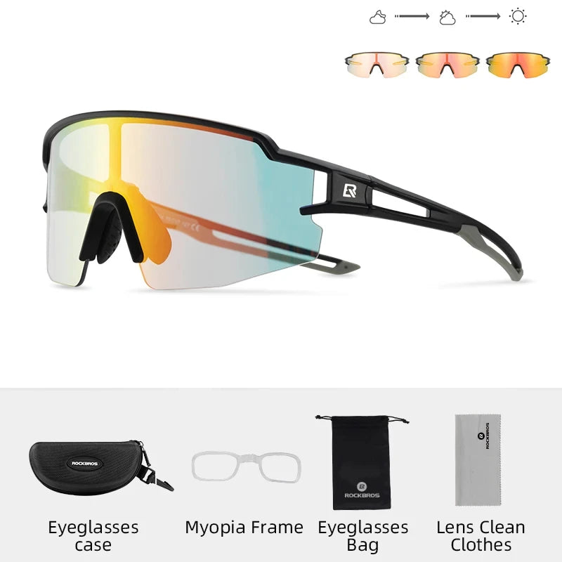 Ride farther and faster with ROCKBROS cycling glasses that adapt to every light condition.