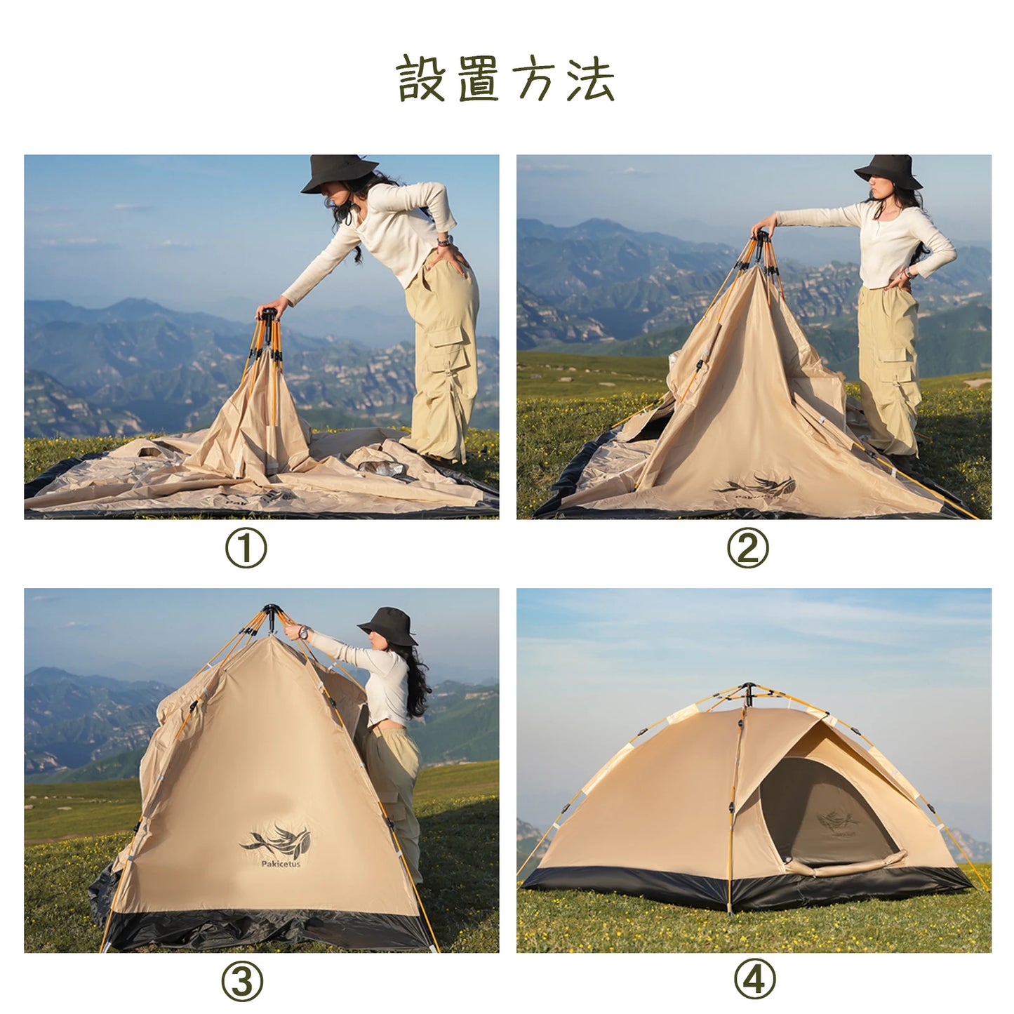 Pakicetus 2-4 Person Windproof Camping Tent Easy Setup Lightweight Family Carpa