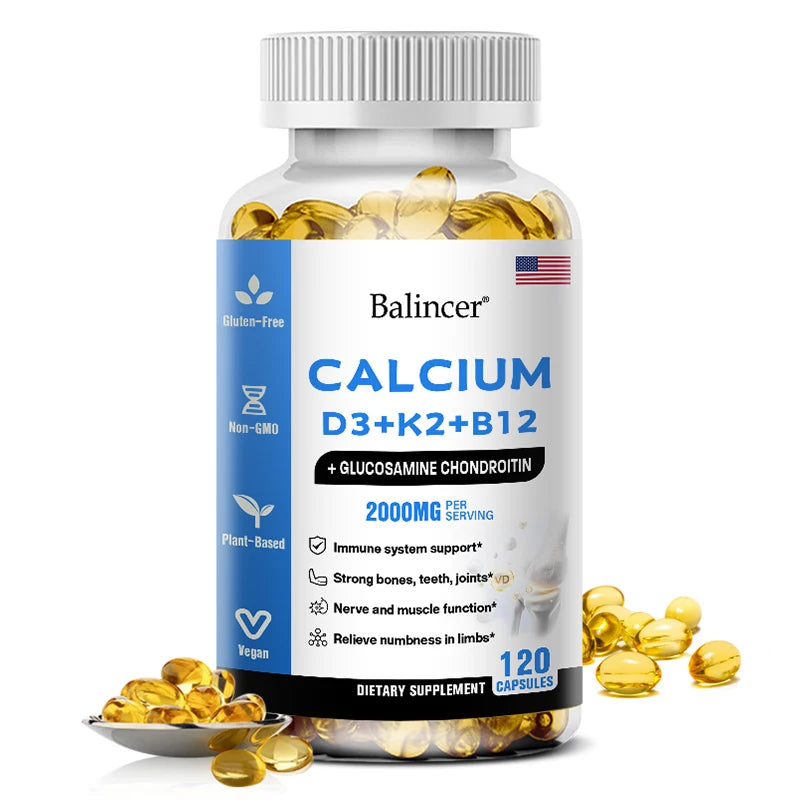 Balincer Calcium With D3 K2 B12 Glucosamine Chondroitin For Bone Health