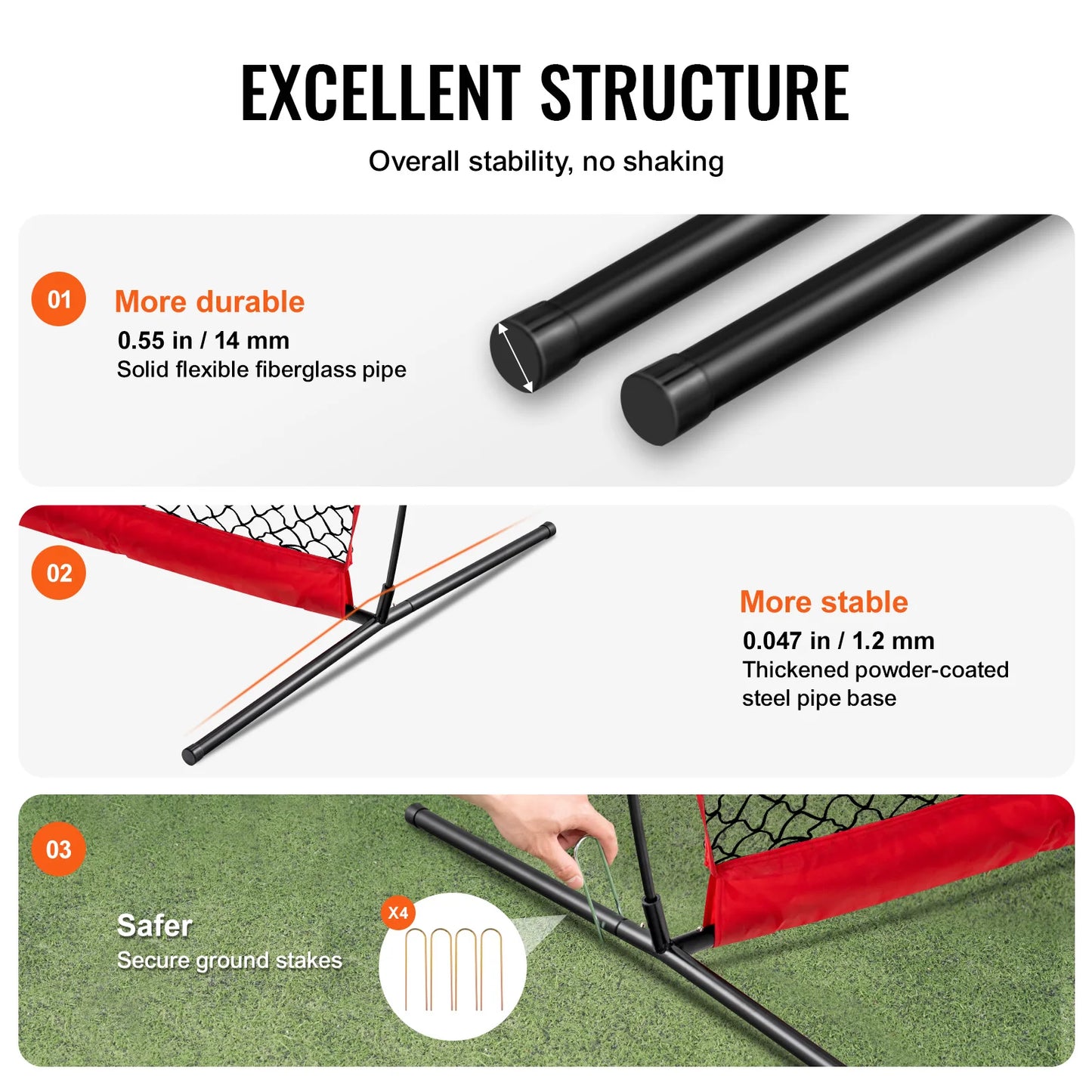 SucceBuy Barricade Backstop Net For Ball Sports Practice Netting With Carry Bag