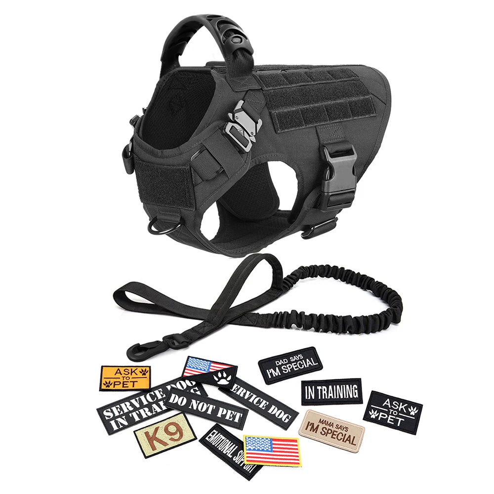 Equip your canine for focused training with the PETRAVELCN Military Large Dog Harness Vest Set.