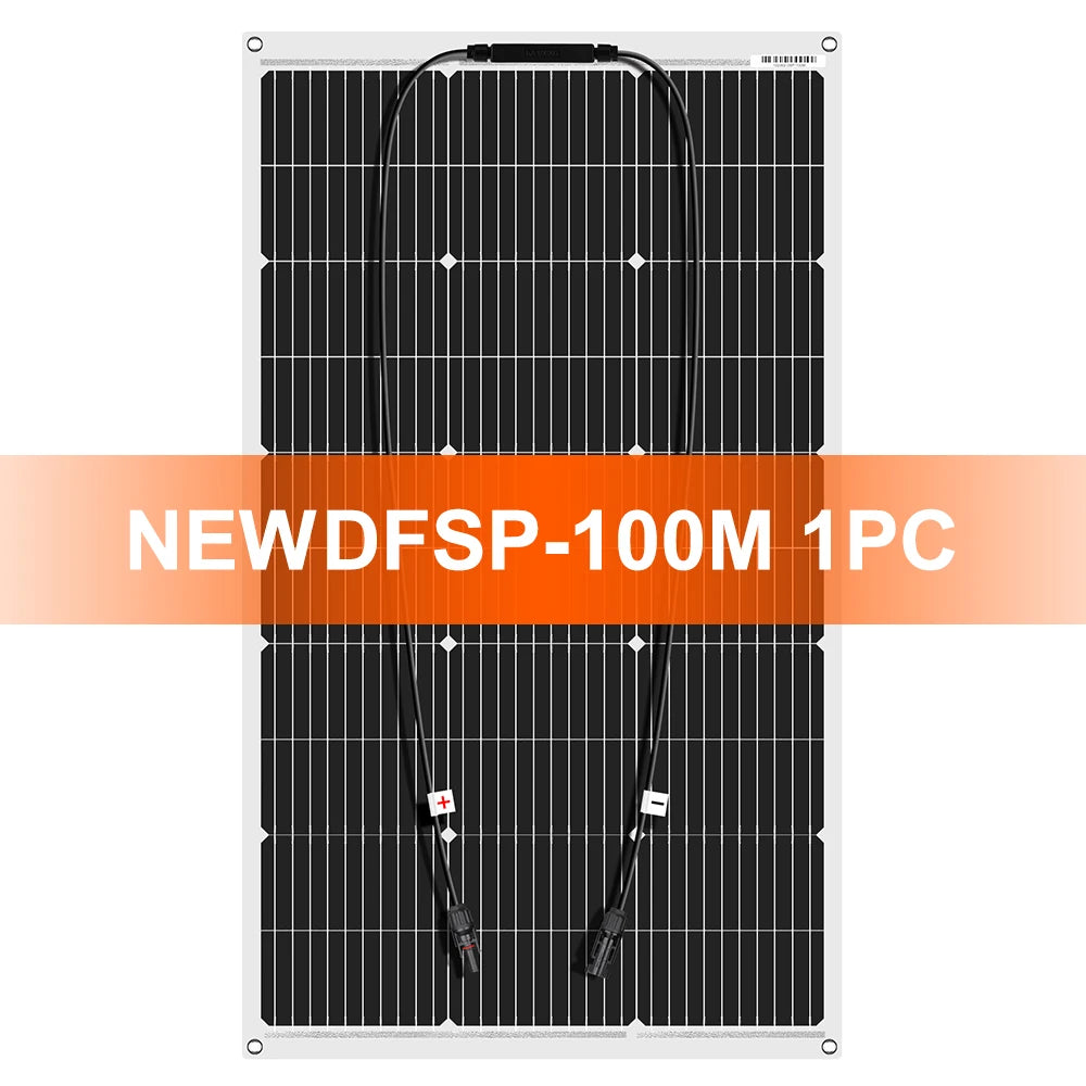 DOKIO 100W Flexible Monocrystalline Solar Panel Waterproof for RV Camping 12V