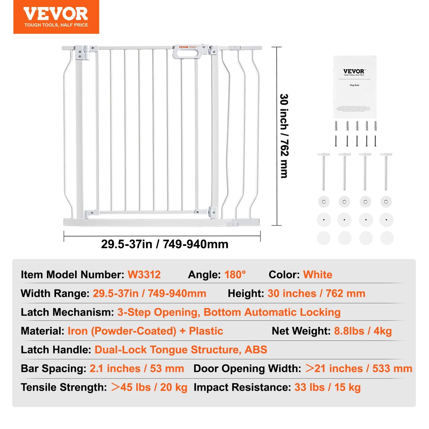 SucceBuy Baby Gate 28 30 36 Inches High Walk Through Pressure Mount