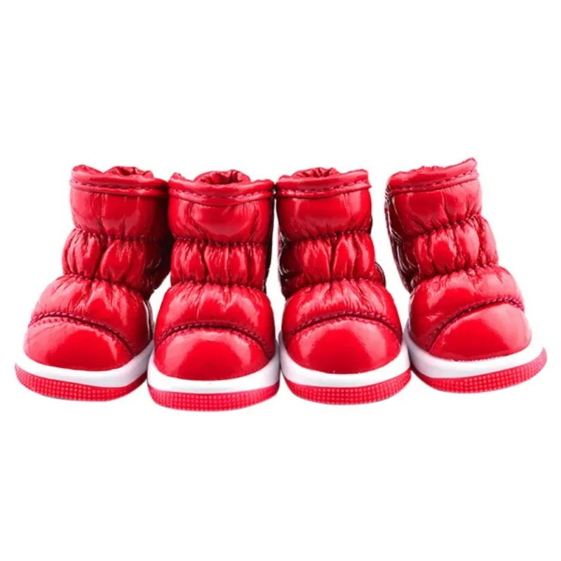 4Pcs Set Winter Dog Shoes Waterproof Non Slip Warm Boots For Small Dogs