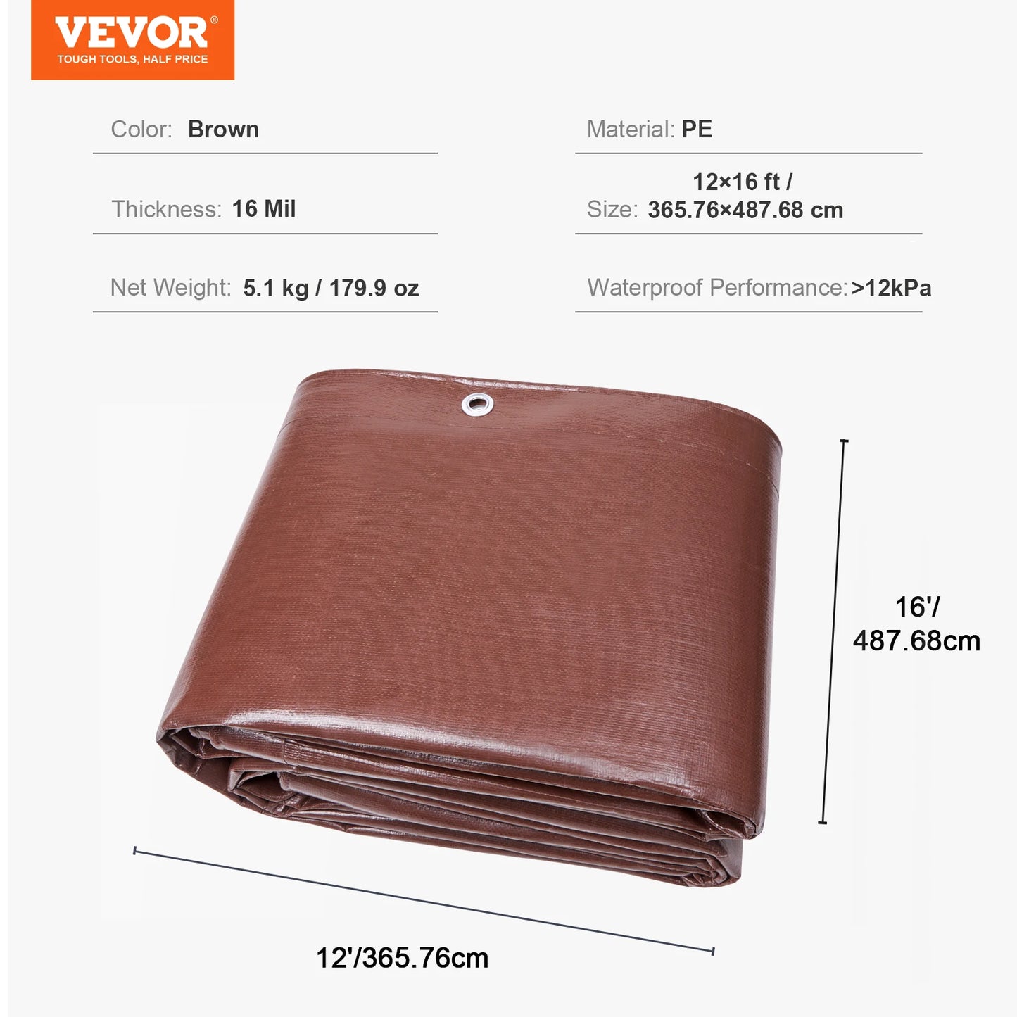 SucceBuy Heavy Duty Tarp 16 Mil Thick  Waterproof Tear Proof Poly Plastic Tarps Cover  Multi-Purpose Outdoor Tarpaulin for Truck