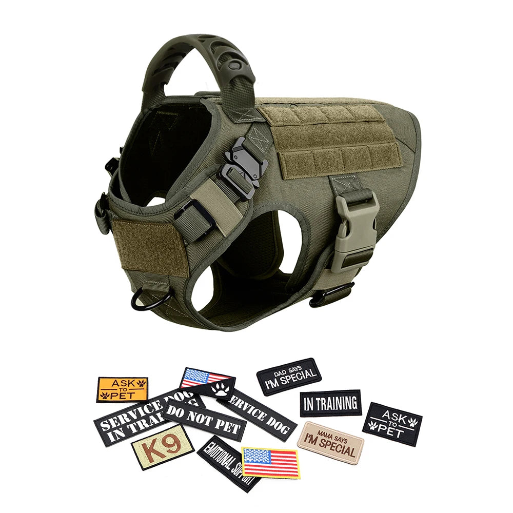 Equip your canine for focused training with the PETRAVELCN Military Large Dog Harness Vest Set.