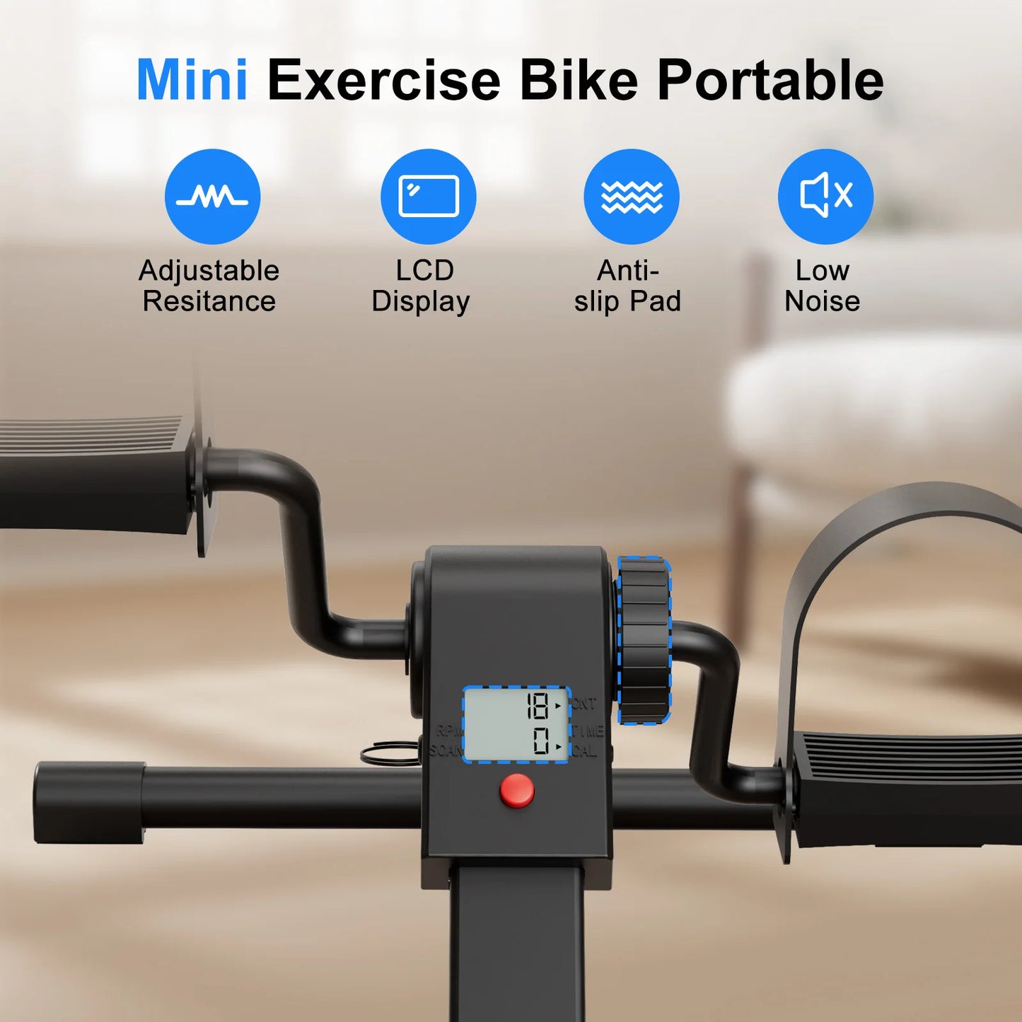 Superun Under Desk Mini Exercise Bike With Folding Pedal Exerciser Display