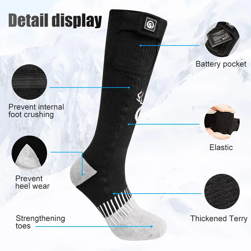 Snow Deer Rechargeable Heated Socks For Men Three Heat Settings 40C To 65C