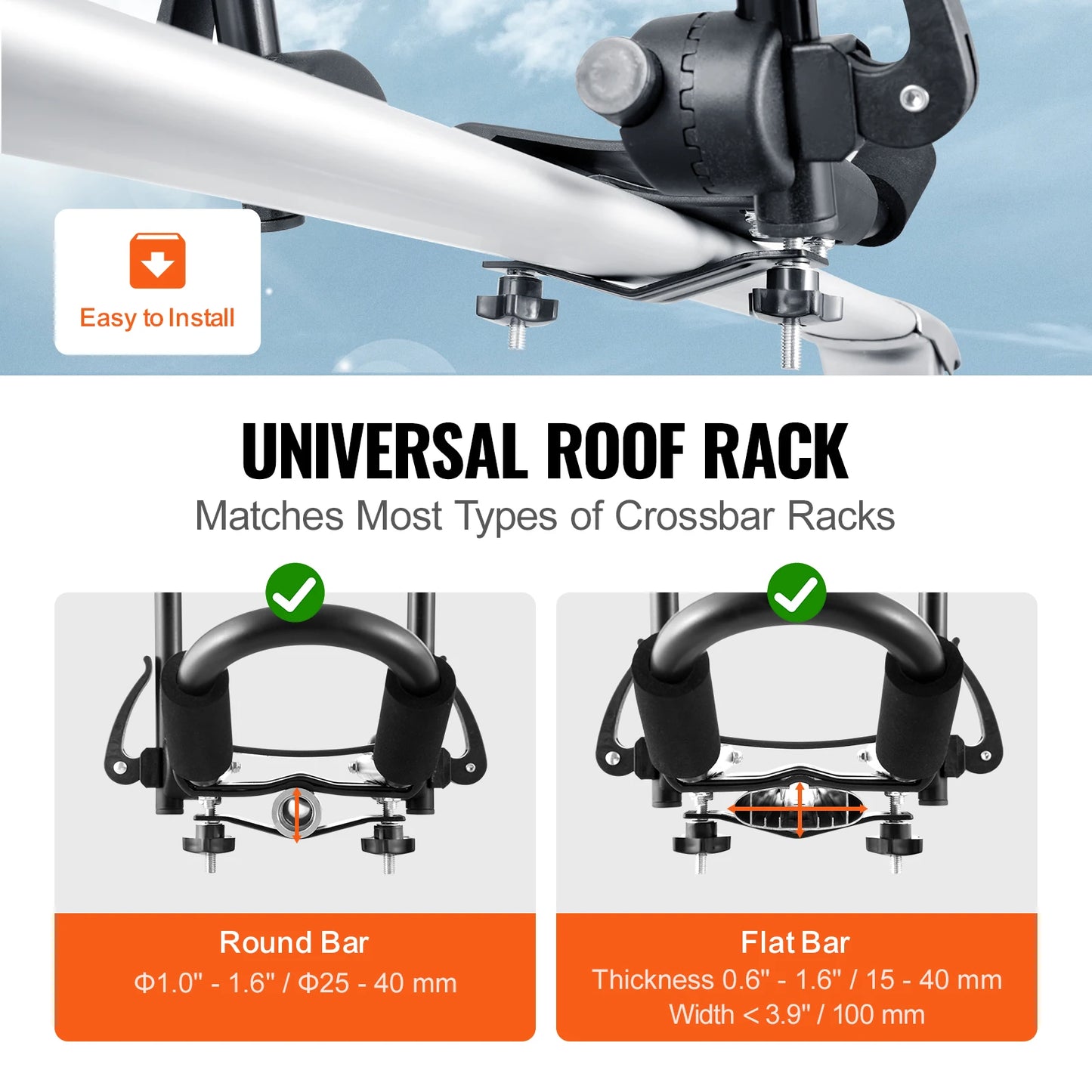 SucceBuy Kayak Roof Rack 2 Pairs J-Bar Soft Roof Rack Quick Folding Top Mount Tie Down Carrier for Surf Board Canoe Ski Board