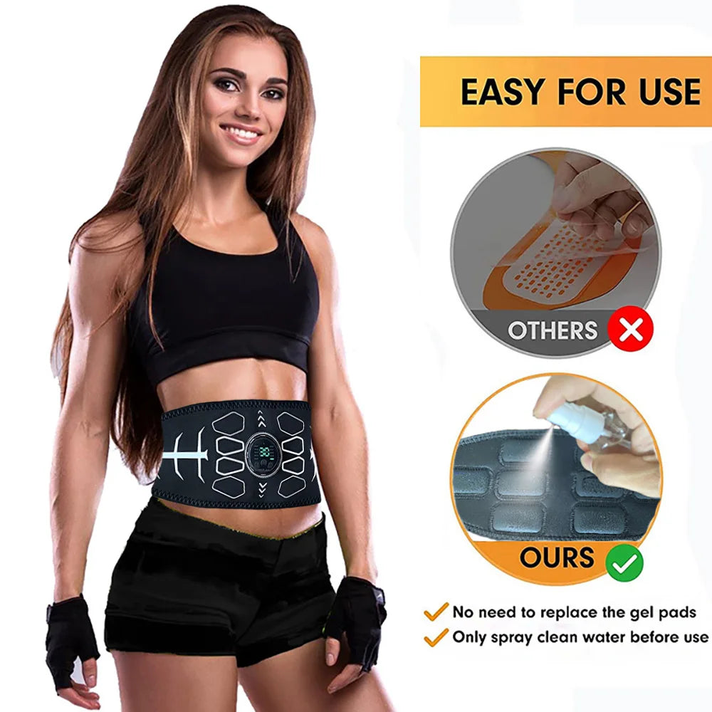 Experience a firmer core with Brangdy EMS Muscle Stimulator, a portable belt that tones abs and elevates your fitness routine.