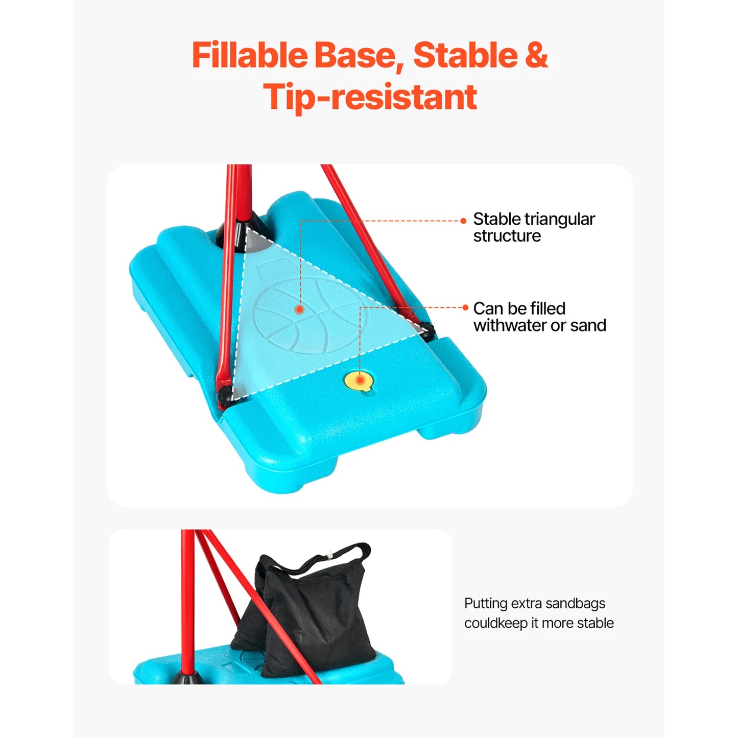 SucceBuy Toddler Adjustable Basketball Hoop 104 To 190 Cm For Kids Outdoor
