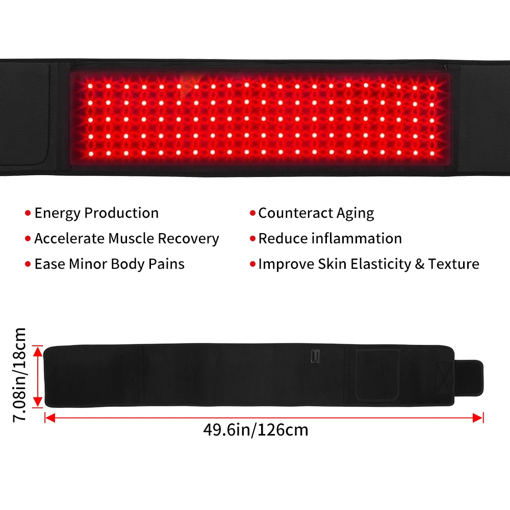 Unlock targeted relief with the Red Light Therapy Belt, delivering soothing warmth and muscle recovery through red 660nm and near-infrared 850nm light, for ongoing comfort at home.