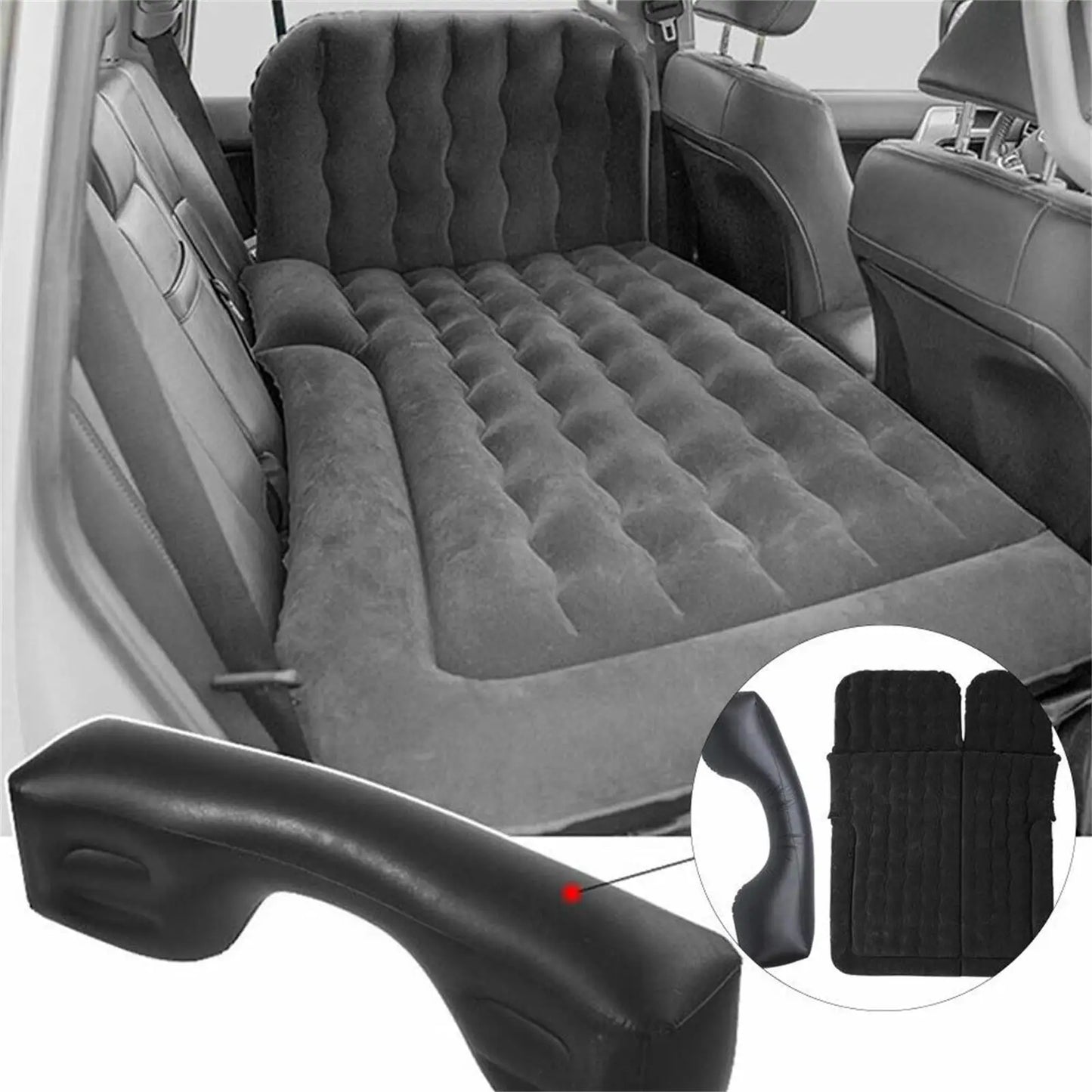 Inflatable Car Mattress For Backseat Camping With Air Pump And Pillow