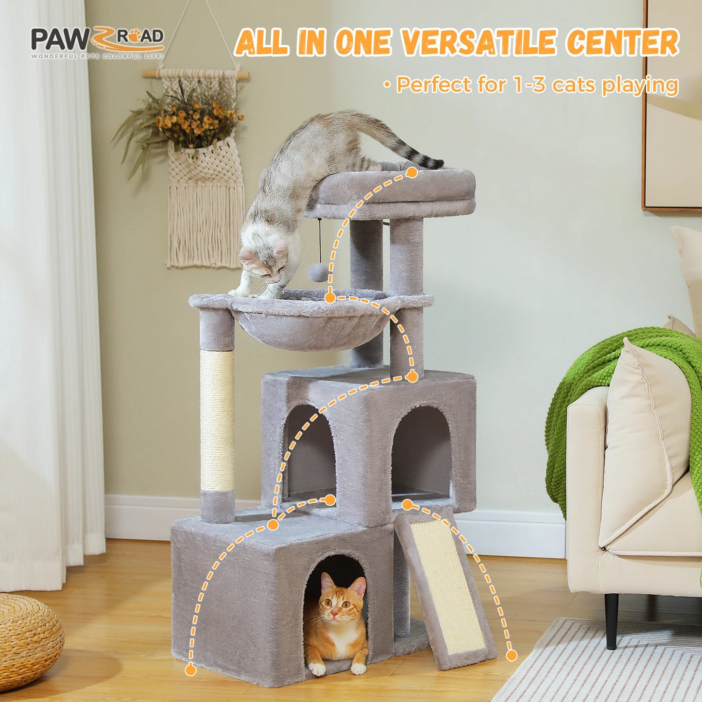 Unlock endless feline adventures with the PAWZ Road Large Cat Tree, a multi level playground built for indoor cats.