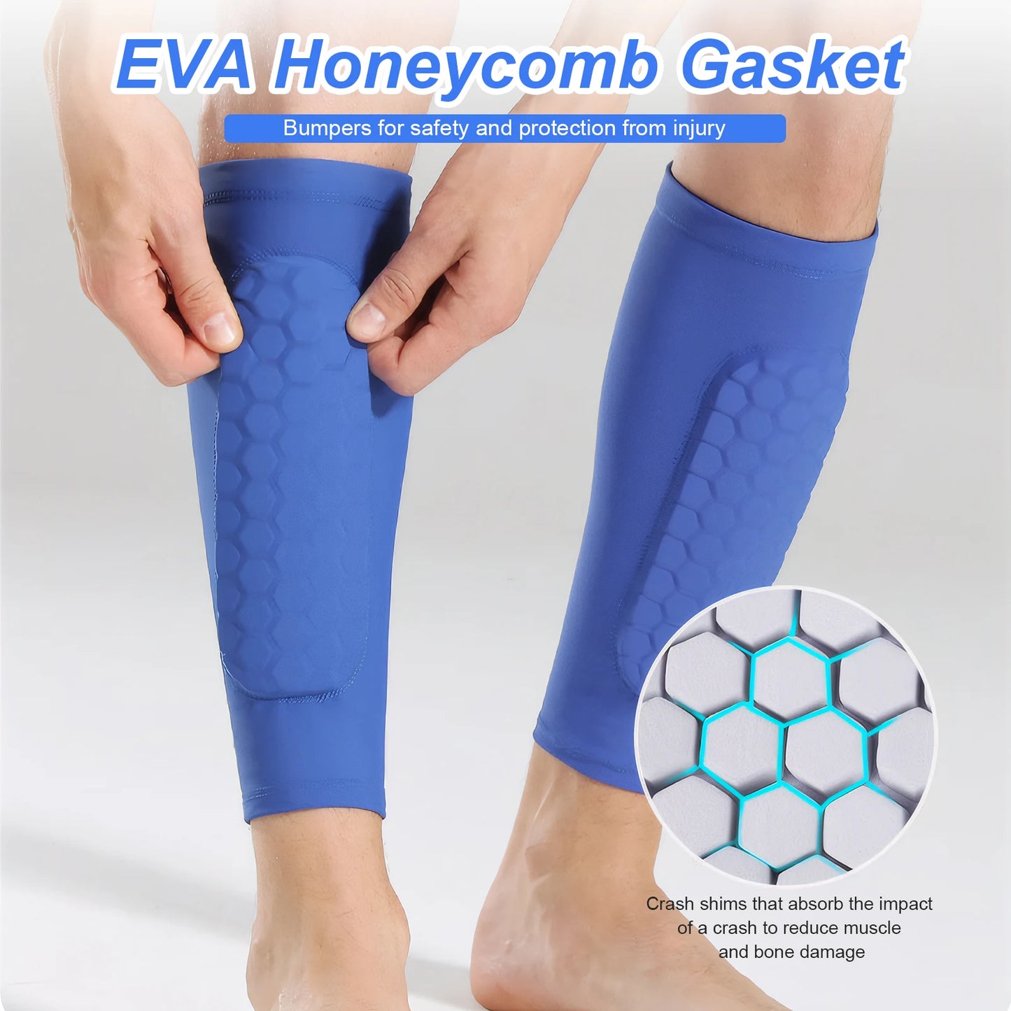 Soccer Shin Pads with Honeycomb Pads Football Shin Pads Ergonomic Lightweight Calf Protective Gear for Kids Youth Adults