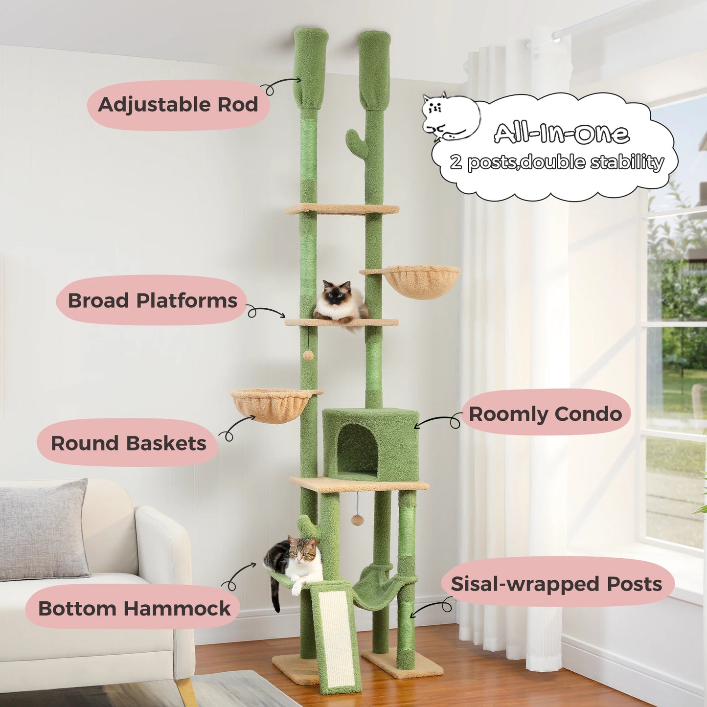 Elevate your cat’s playtime with PAWZ Road Floor to Ceiling Cat Tree.