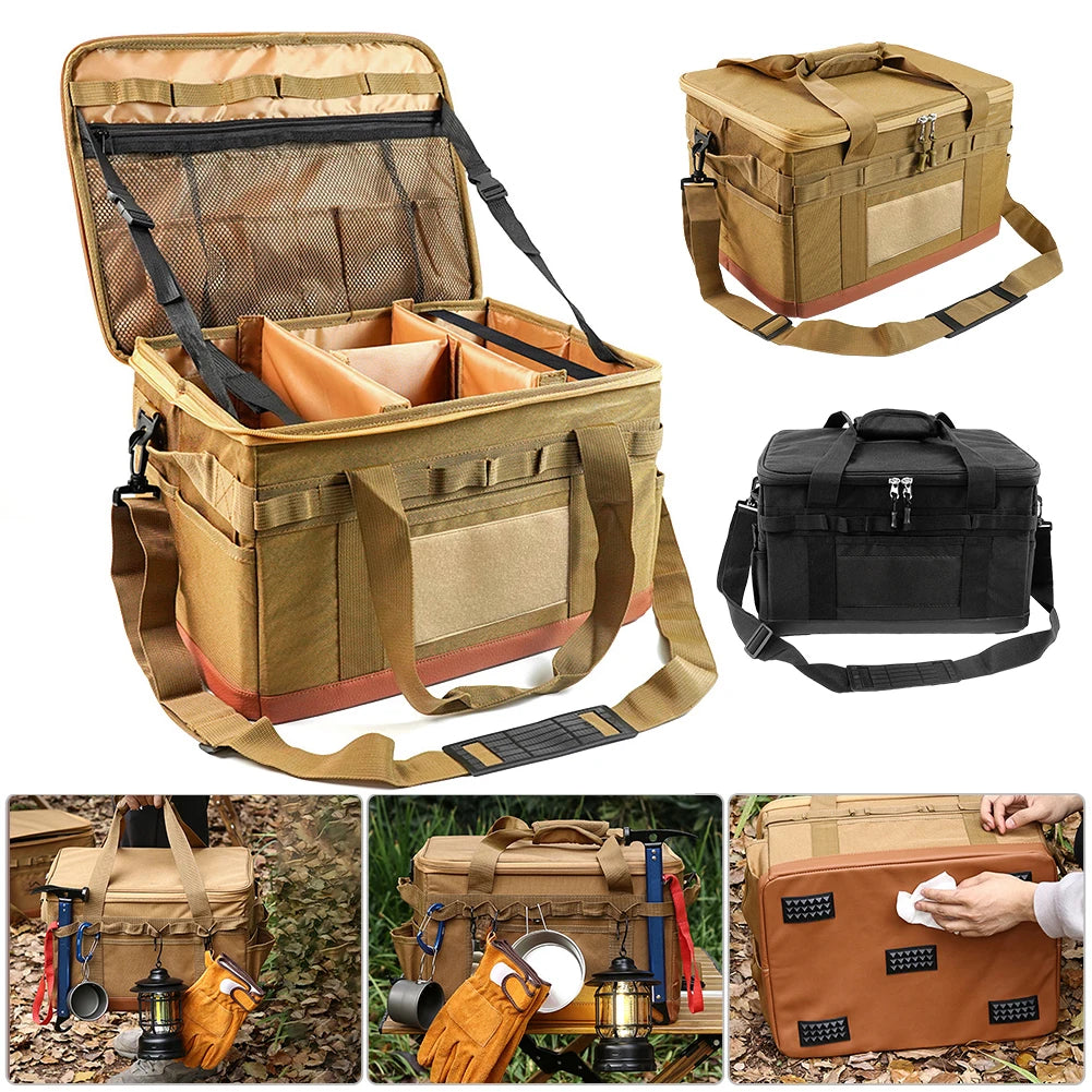 30L Camping Cooking Utensil Organizer Large Capacity Car Trunk Storage Bag Detachable Multifunctional Camping Stove Storage Case
